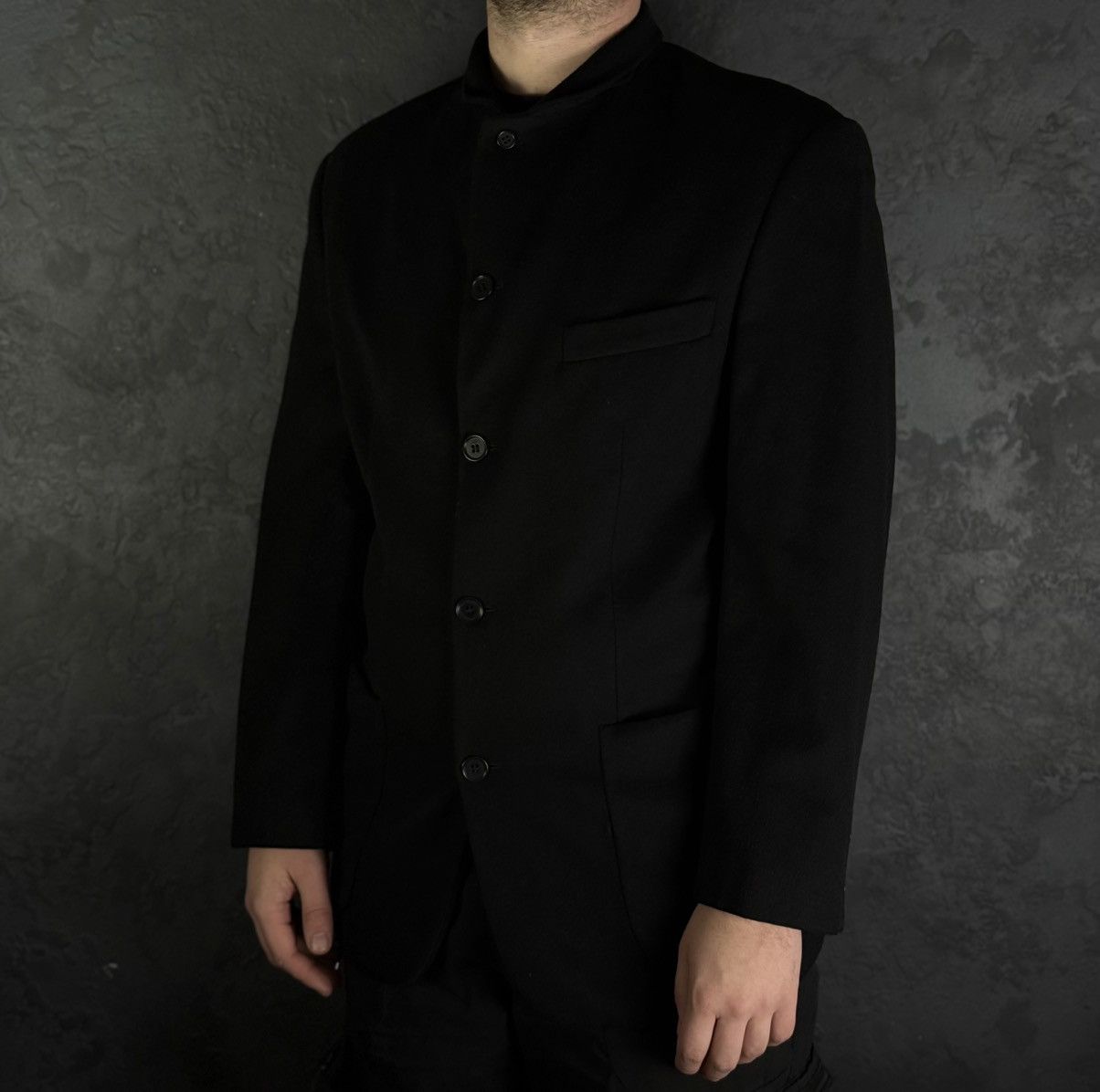 Emporio Armani 90s Vintage Mens EMPORIO ARMANI Black Coat Blazer Wool Italy Size US M / EU 48-50 / 2 - 1 Thumbnail