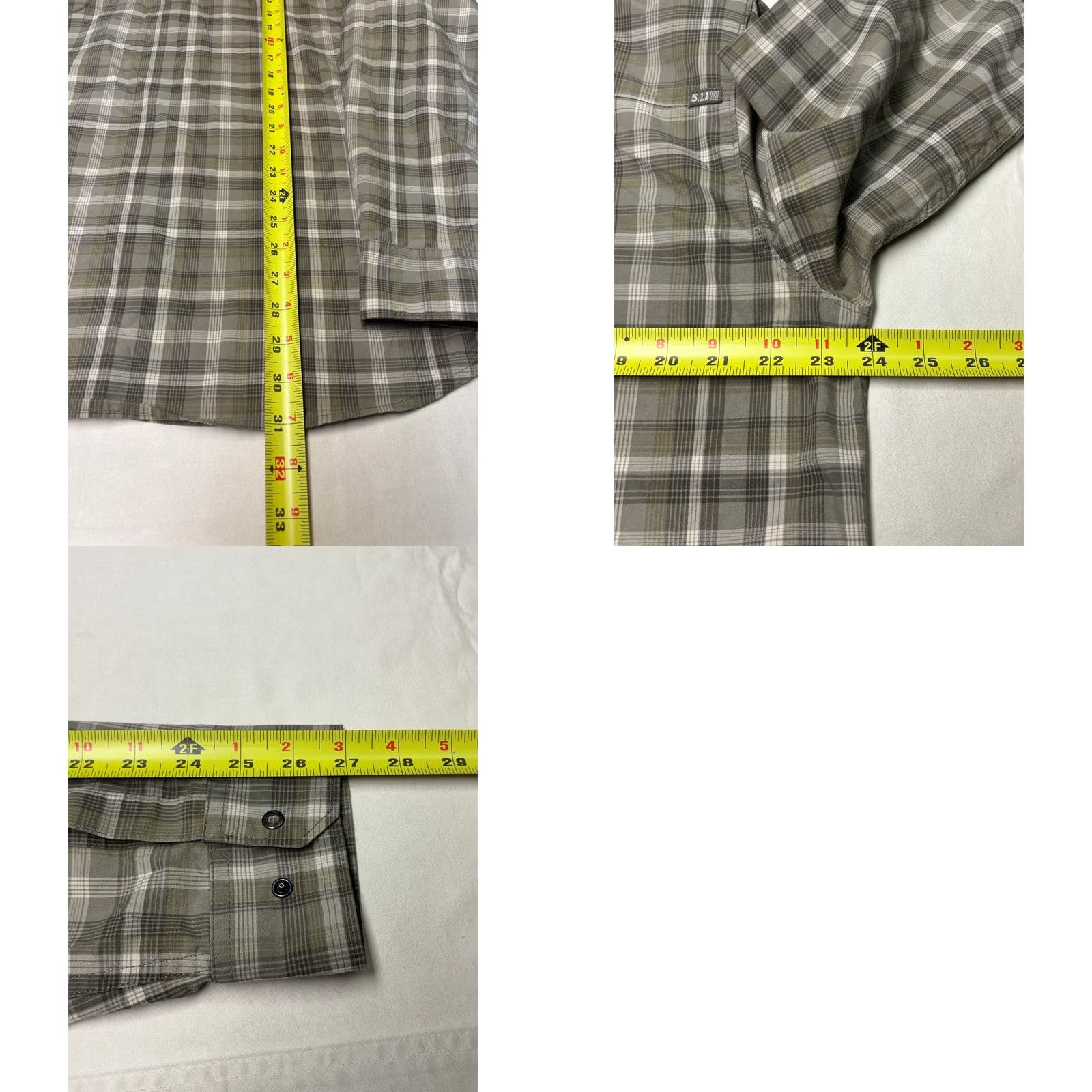 Vintage 5.11 Tactical Shirt Mens Large Long Sleeve Plaid Button Down Olive Green Tan Size US L / EU 52-54 / 3 - 8 Thumbnail