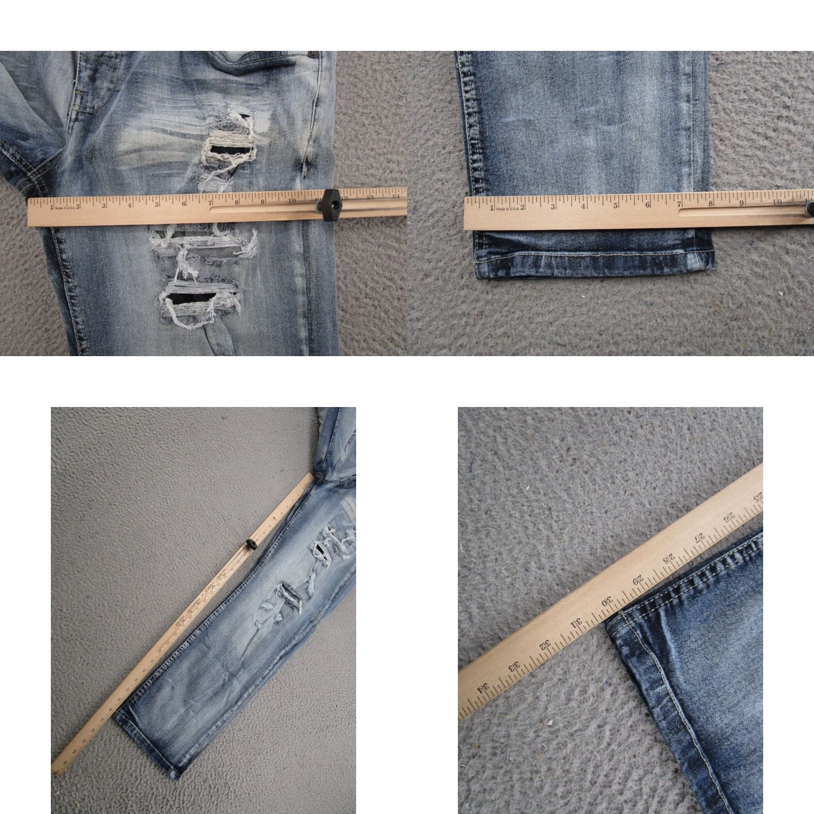 Vintage Copper Rivet Jeans Mens Slim Straight Distressed 36x30 5-Pocket Denim Blue Cotton Spandex Cardi? Size US 36 / EU 52 - 8 Thumbnail