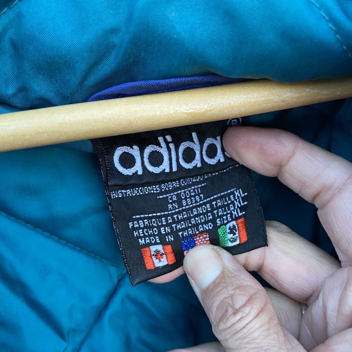 Vintage 80s Adidas Color Block Trefoil Puffer Jacket XL