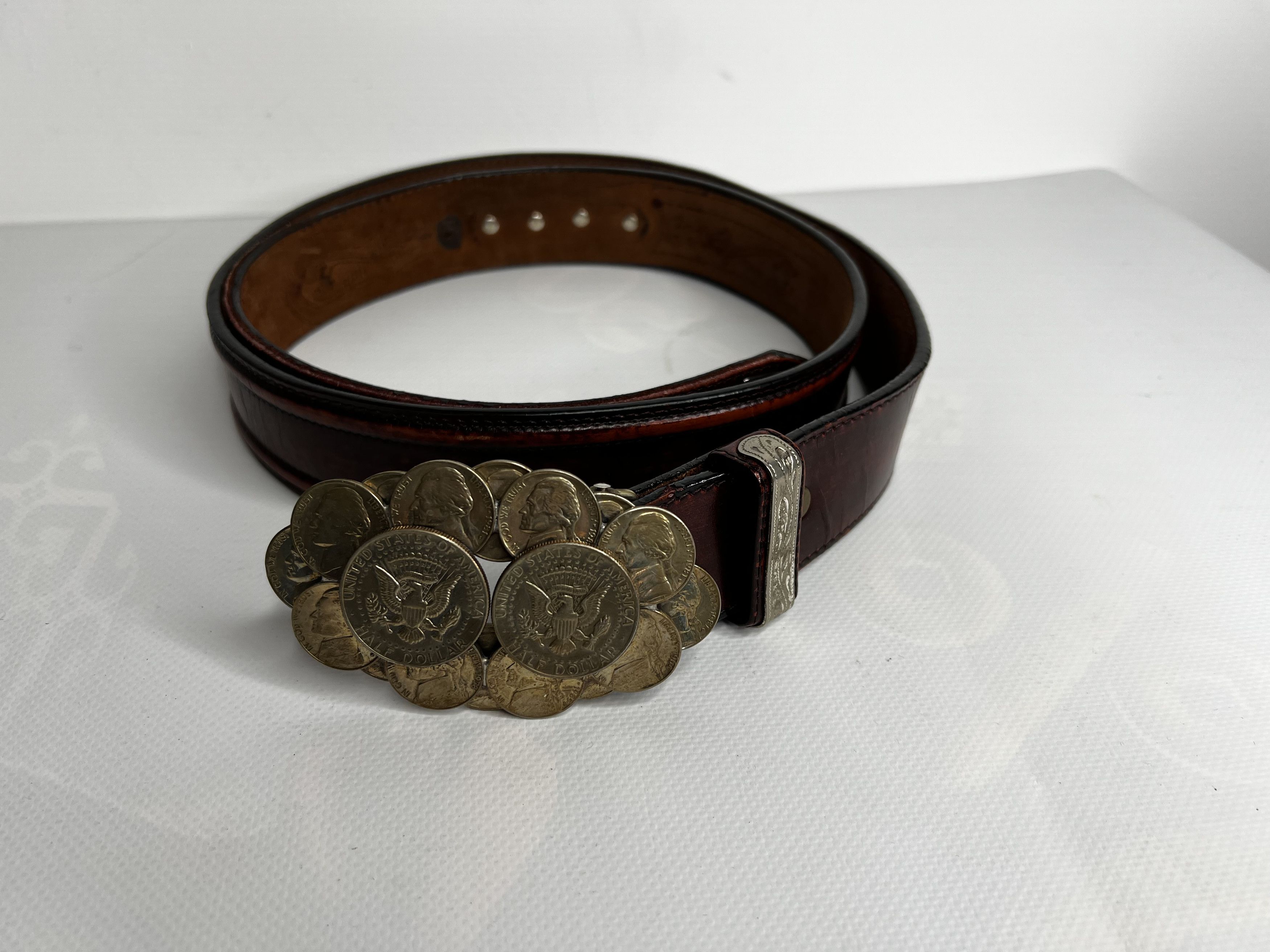 Handmade VINTAGE COIN BELT BUCKLE THE GREAT AMERICAN BUCKLE CO Size ONE SIZE - 1 Thumbnail