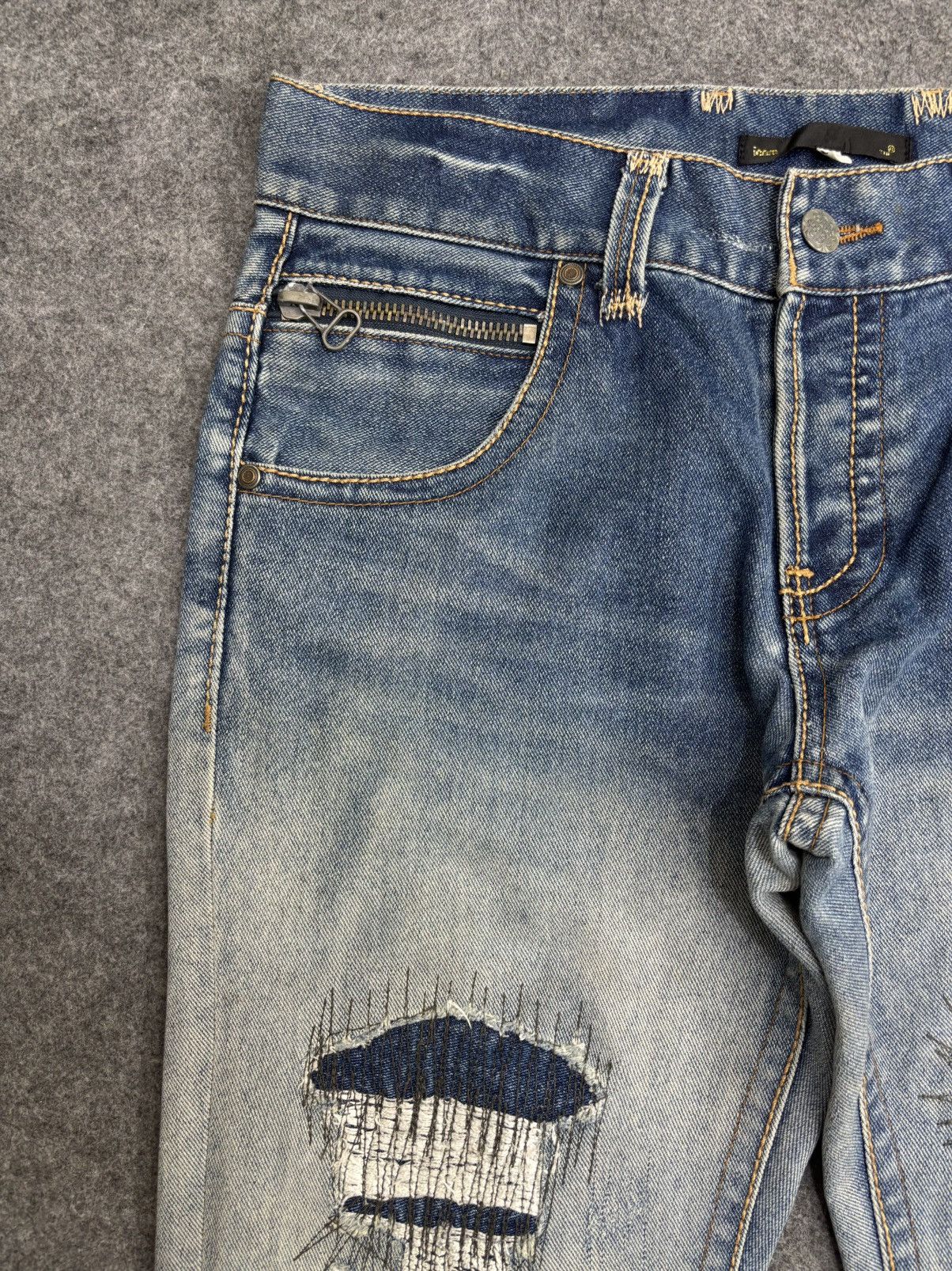 Seditionaries 💥Sick Super Flare Patchwork💥Icom Distressed Denim F596 Size US 34 / EU 50 - 5 Thumbnail