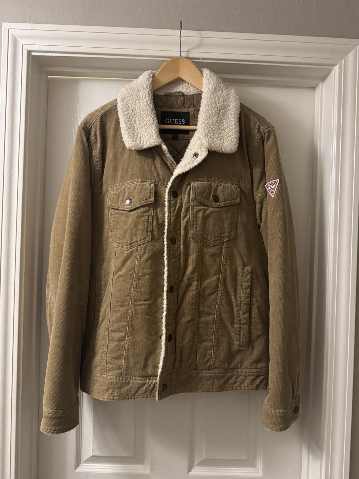 Guess GUESS Sherpa-Lined Corduroy Jacket – Brown Size US L / EU 52-54 / 3 - 1 Thumbnail