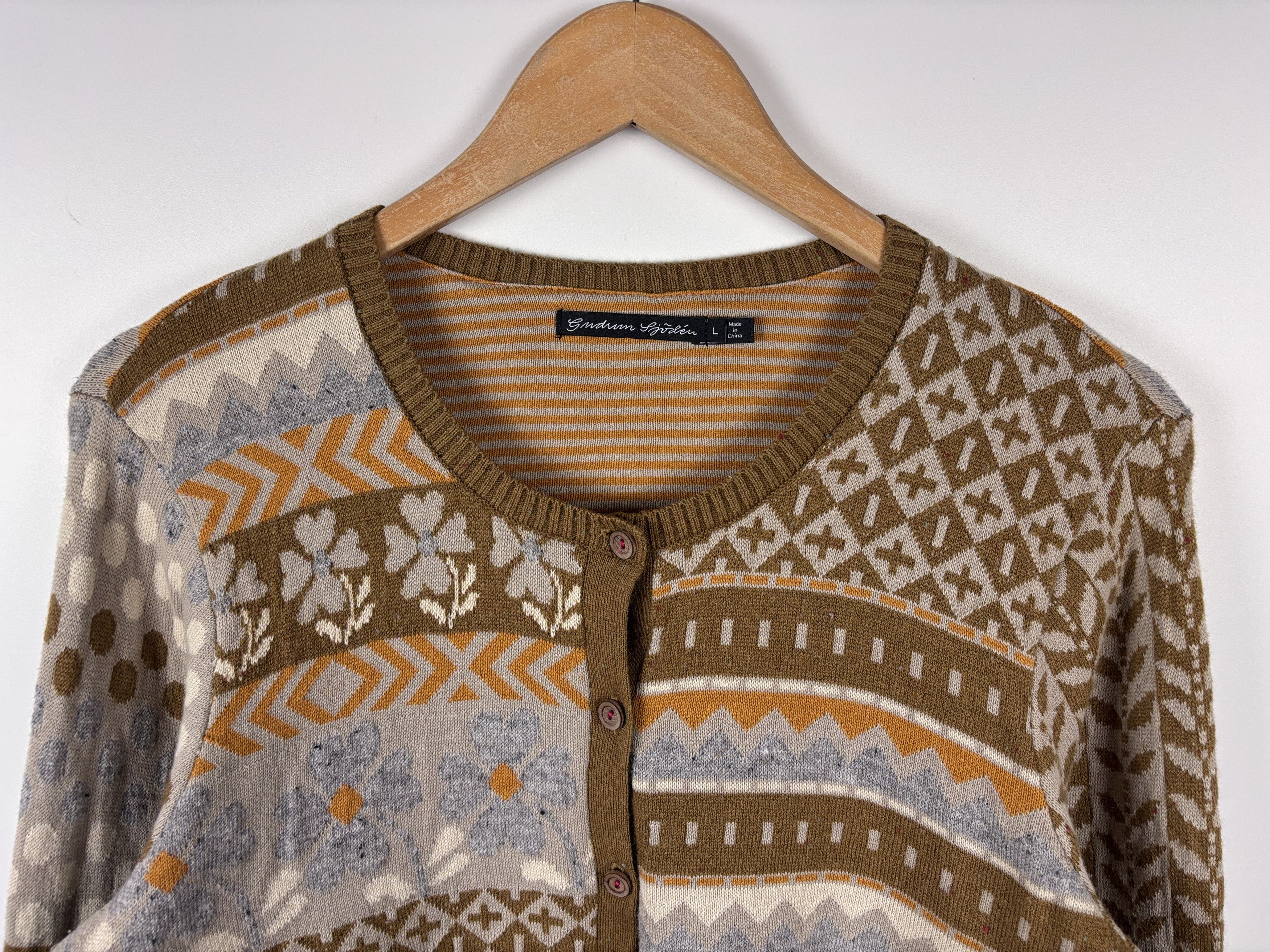 Gudrun Sjoden Gudrun Sjoden Floral Abstract Cardigan Sweater Cotton Wool L Size L / US 10 / IT 46 - 2 Thumbnail