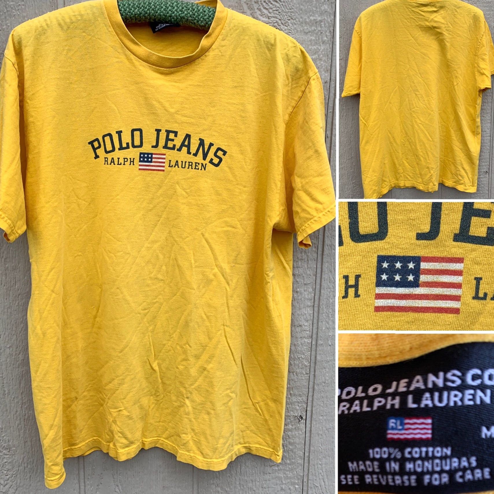 Ralph Lauren VINTAGE Ralph Lauren Polo Jeans Spell Out USA Flag T Shirt Yellow M Mens Graphic Tee 90s 2000s Size US M / EU 48-50 / 2 - 2 Thumbnail