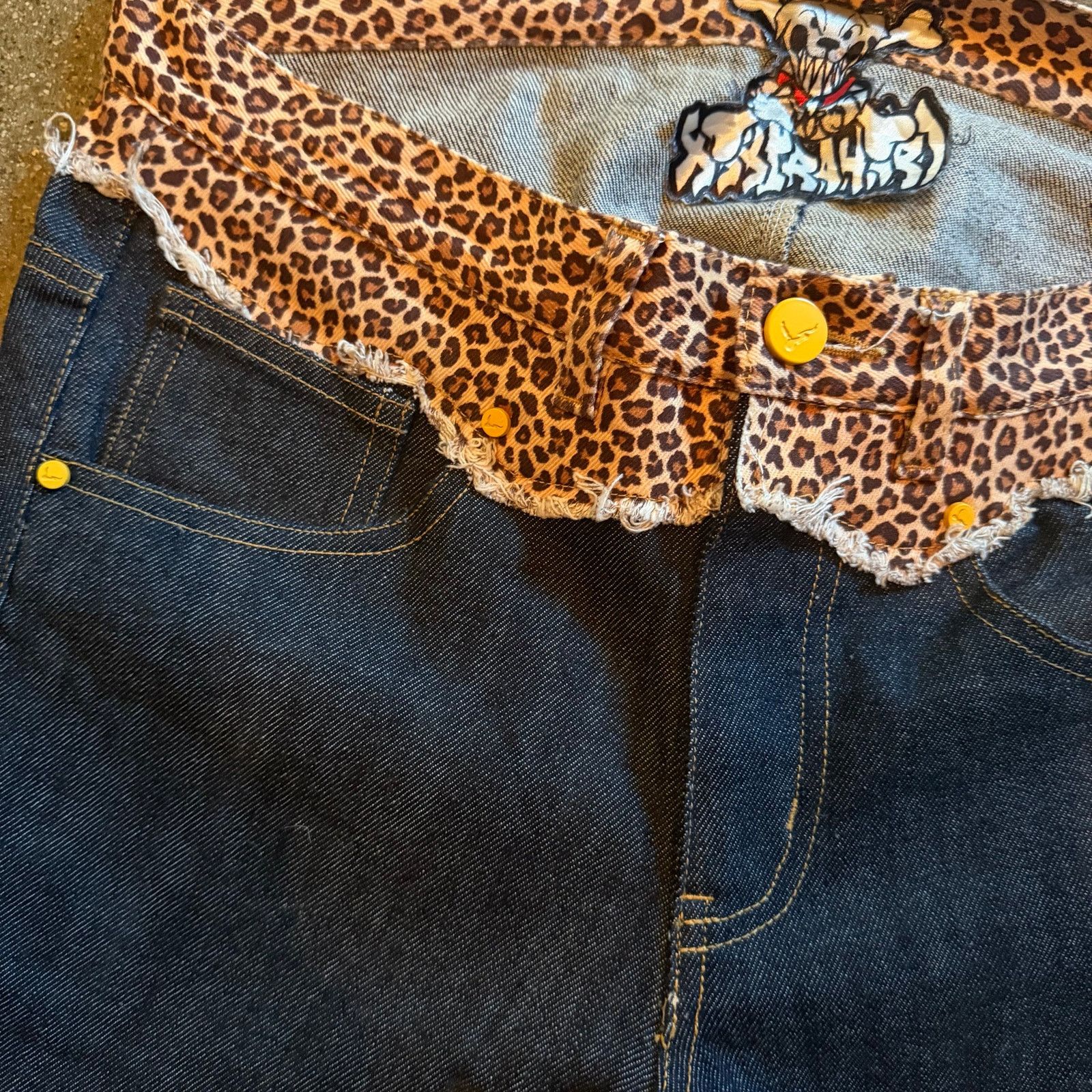 Japanese Brand wrst wr6st leopard print waist flared boot cut stacked jeans Size US 29 - 4 Thumbnail