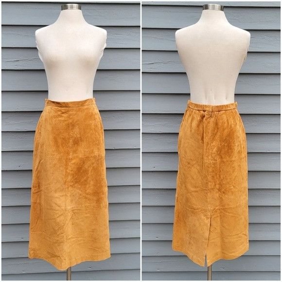 Vintage Vintage 90s y2k Camel Tan Honey Butterscotch Suede Leather B Size 28" / US 6 / IT 42 - 8 Thumbnail