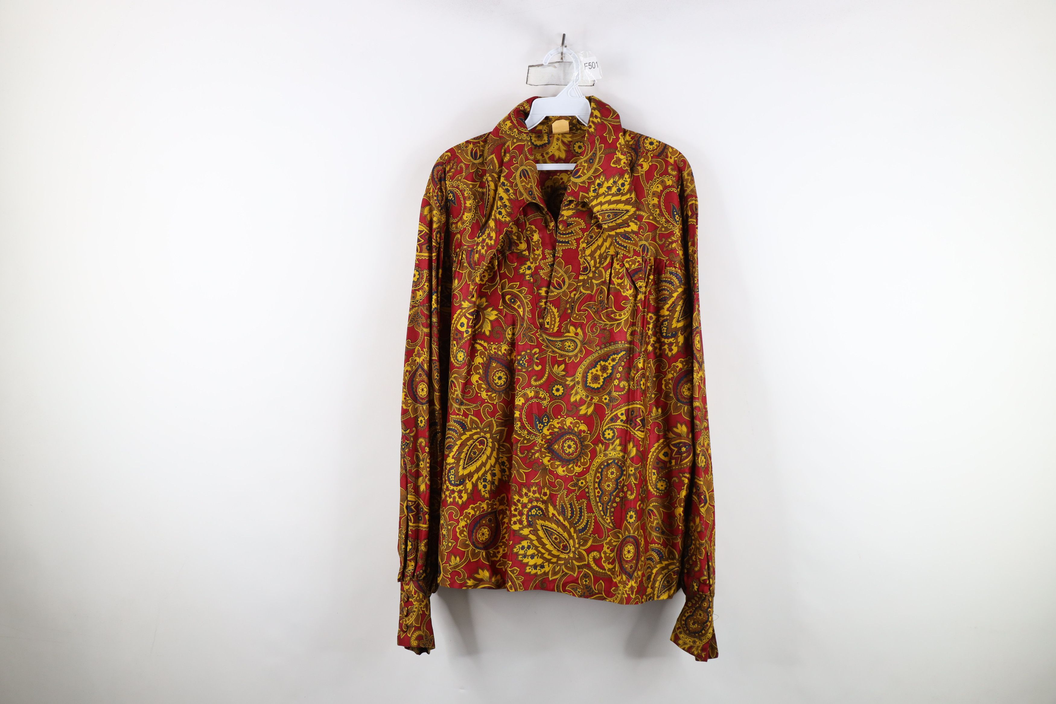 Vintage Vintage 40s 50s Streetwear Paisley Dagger Collar Polo Shirt Size US XL / EU 56 / 4 - 1 Thumbnail