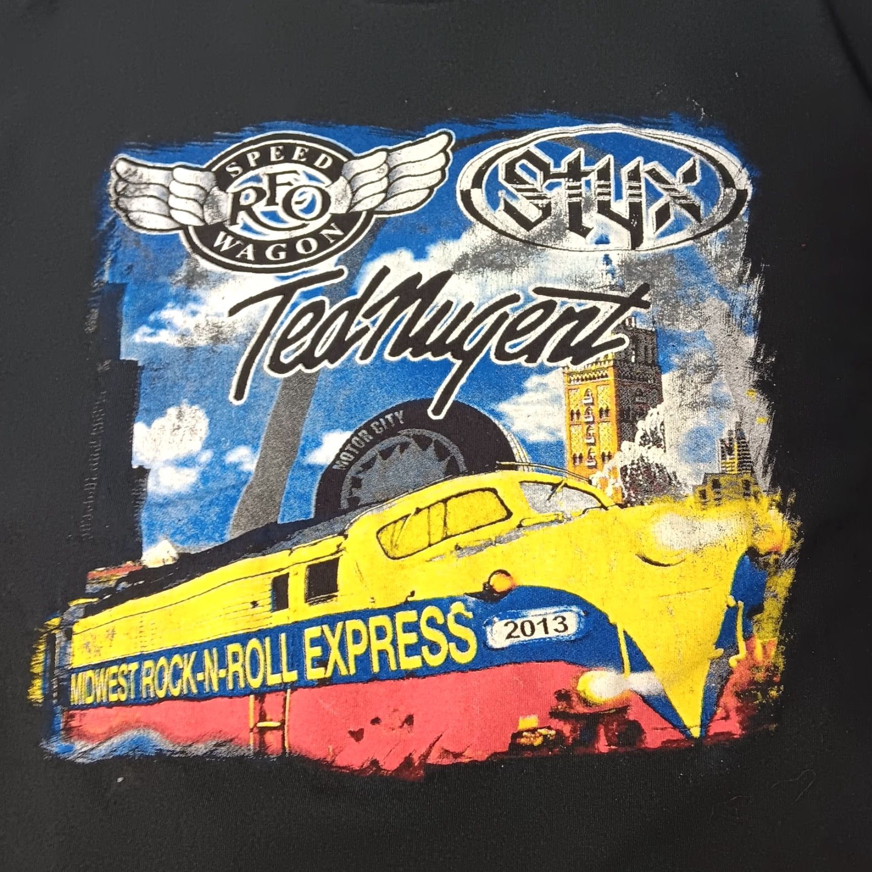Vintage Reo Speedwagon Styx Ted Nugent Tour Shirt 2XL Midwest Rock n Roll Bands 2013 Size US XXL / EU 58 / 5 - 2 Thumbnail