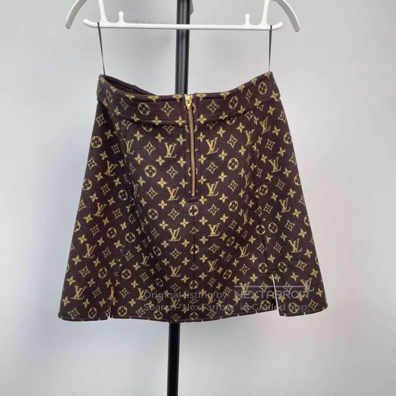 Louis Vuitton Louis Vuitton Brown wool presbyopic full print skirt Size 37" - 2 Thumbnail