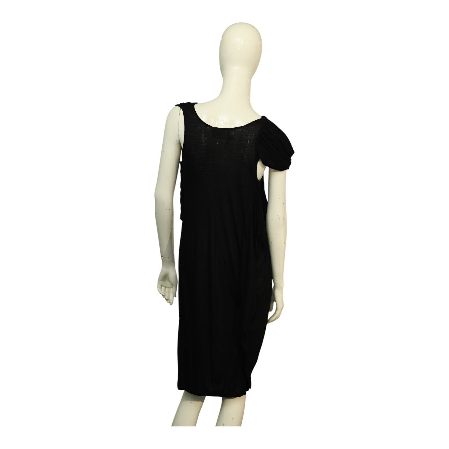 Lanvin Lanvin Black Viscose Asymmetric Shoulder Knee dress size S Size S / US 4 / IT 40 - 2 Thumbnail