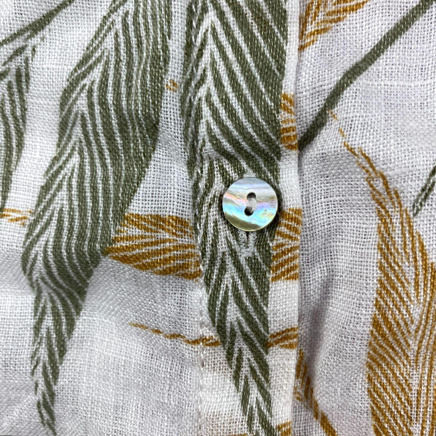 Vintage Mother of Pearl Button-Up Womens 2XL Floral Linen Roll Tab Long Sleeve Shirt Size XXL / US 16-18 / IT 52-54 - 7 Thumbnail
