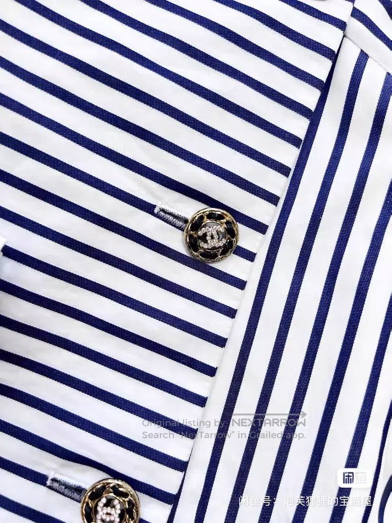 Chanel Chanel Striped double-breasted square collar shirt Size XS / US 0-2 / IT 36-38 - 4 Thumbnail