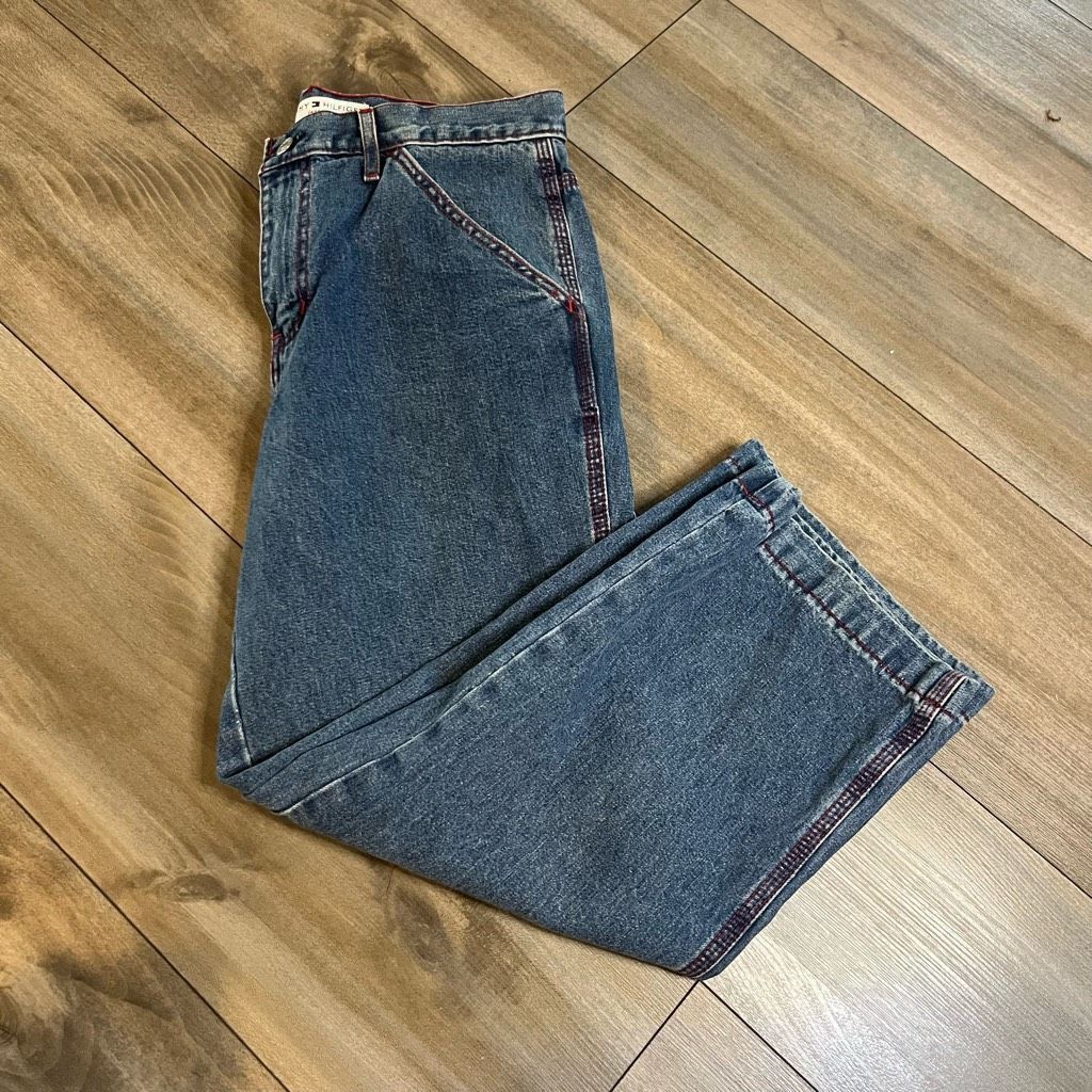 Tommy Hilfiger Vintage Tommy Hilfiger Medium Wash Cargo Carpenter Women 30 Size 30" / US 8 / IT 44 - 1 Thumbnail