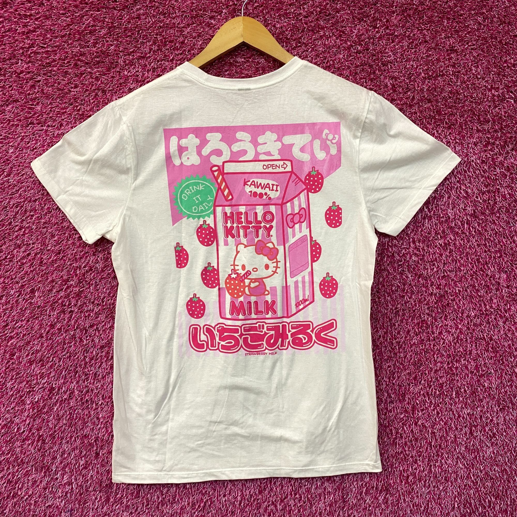 Other Hello Kitty Strawberry Milk Kawaii Graphic Design T-Shirt Sm Size US S / EU 44-46 / 1 - 1 Thumbnail