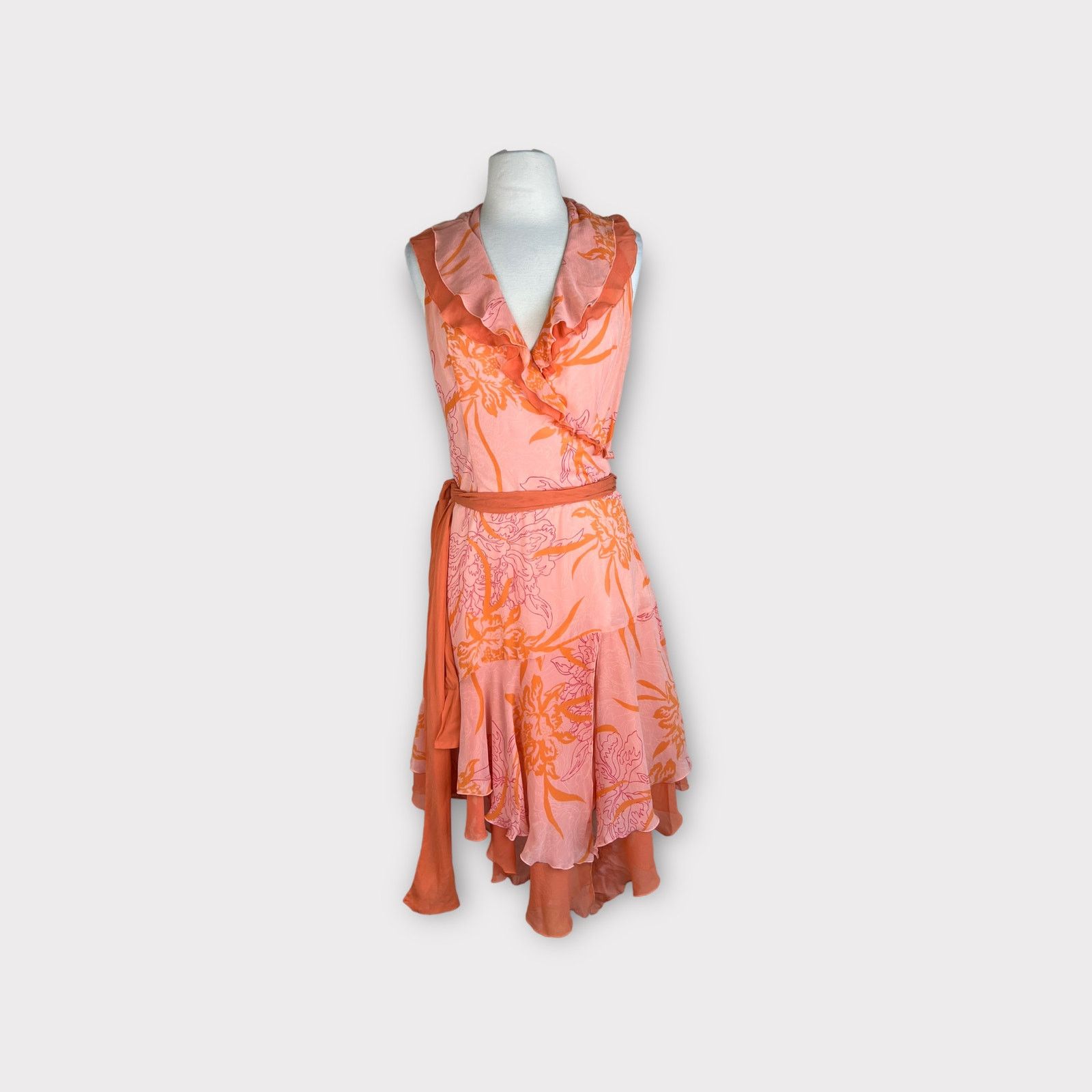 Bebe Vintage Y2K Silk Floral Halter Dress Small