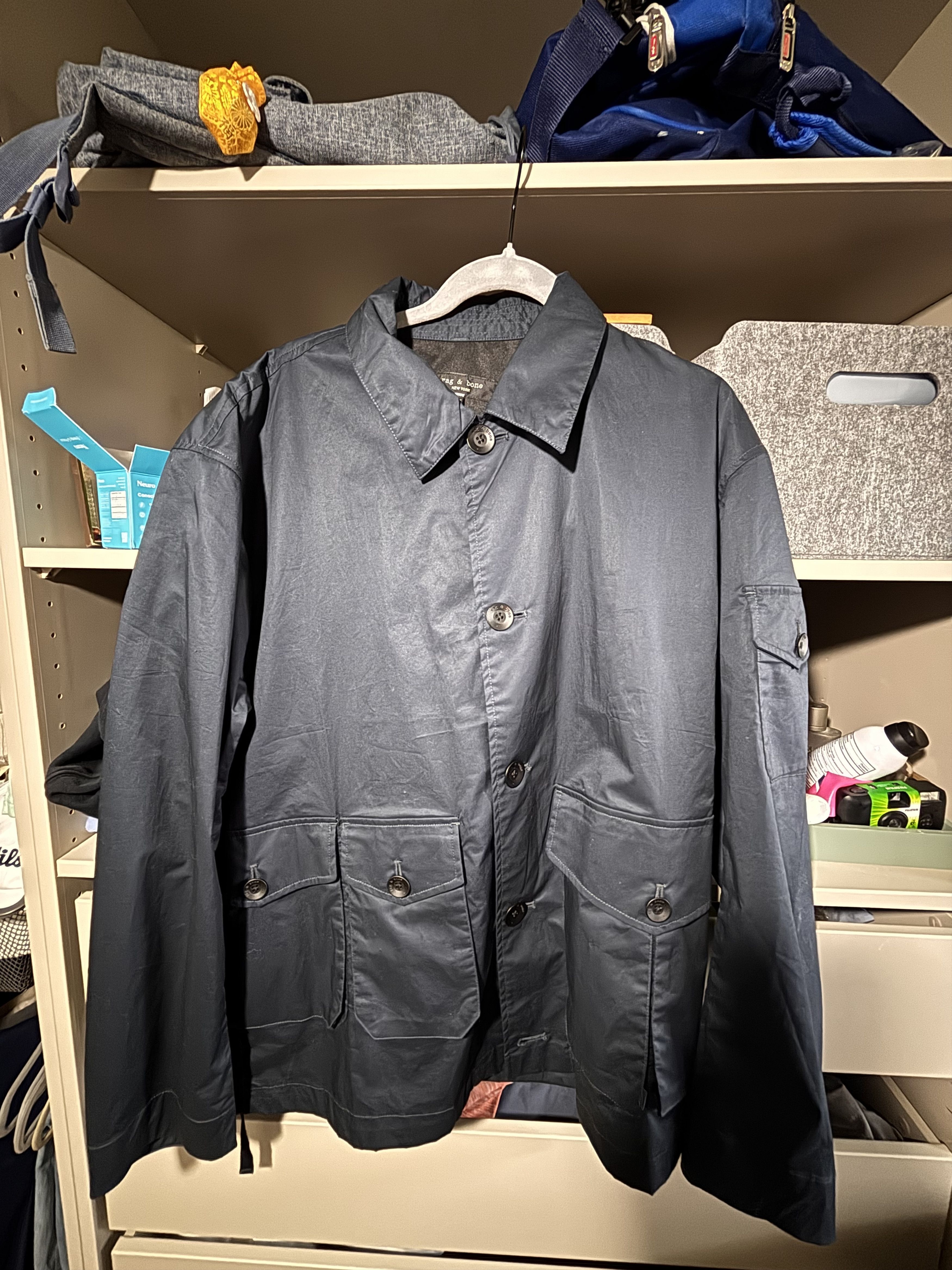 Rag & Bone Rag & Bone Classic Blue Cotton Poplin Jacket Size US L / EU 52-54 / 3 - 5 Thumbnail