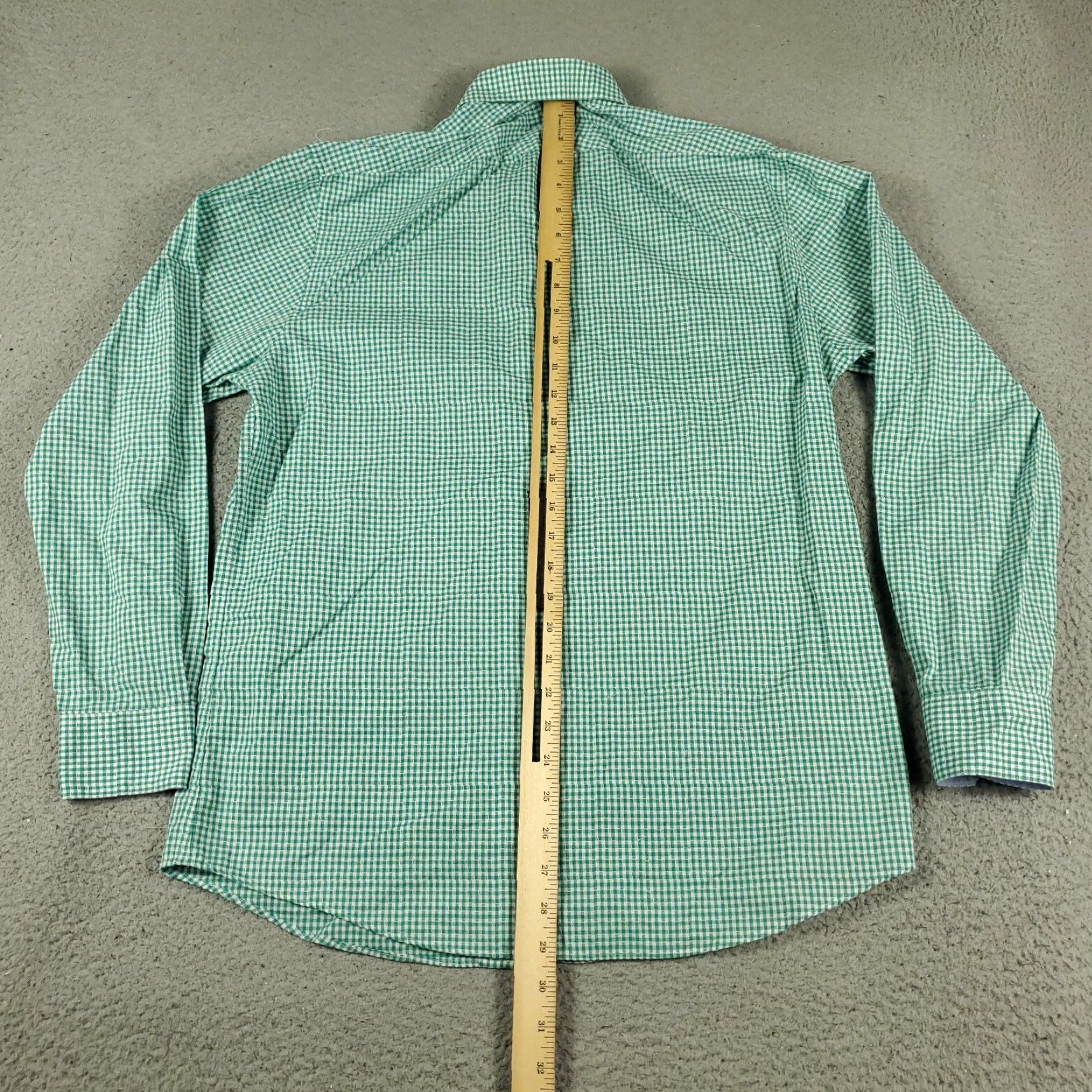 Vintage Penguin Dress Shirt Mens 15.5 Green Check Long Sleeve Button Up Casual Business Size 40R - 3 Thumbnail
