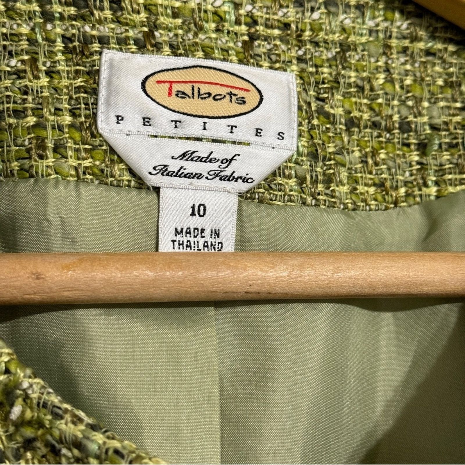 Other Talbots Tweed Fringe Open Front Blazer Green Size 10 Size L / US 10 / IT 46 - 5 Thumbnail