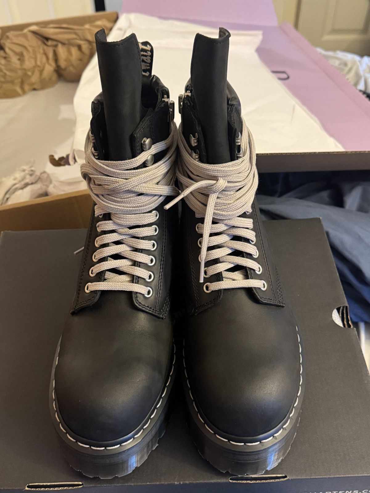 Dr. Martens × Rick Owens Dr. Martens 1460 DRKSHDW Quad Sole Steel Toe Boot Size US 10 / EU 43 - 3 Thumbnail