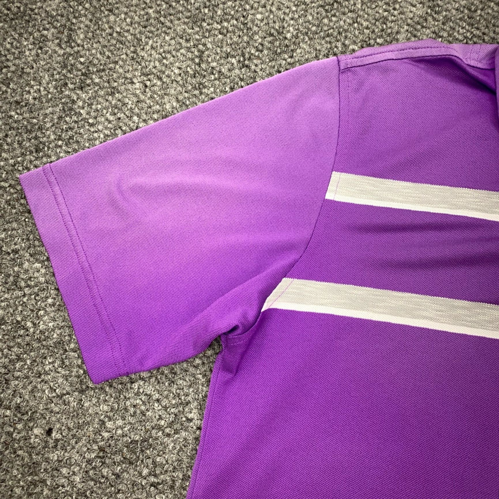 Footjoy Footjoy FJ Shirt Mens Medium Purple Striped Polo Golf Athletic Fit Stretch Size US M / EU 48-50 / 2 - 4 Thumbnail