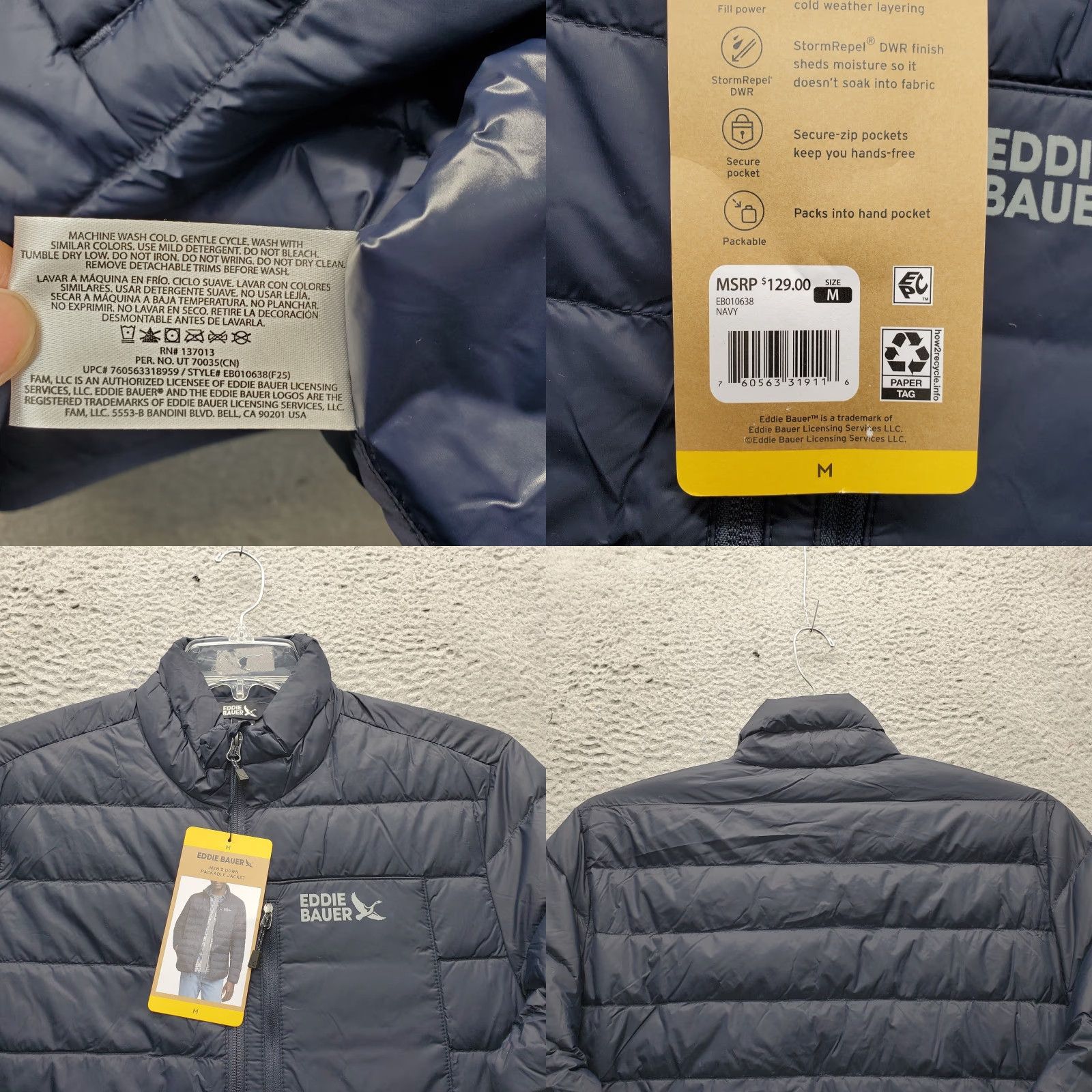 Eddie Bauer Eddie Bauer 650 Down Packable Travel Jacket Men M Navy Full Zip Lightweight Lightweight Packable Down Jacket Mens Navy Size US M / EU 48-50 / 2 - 8 Thumbnail