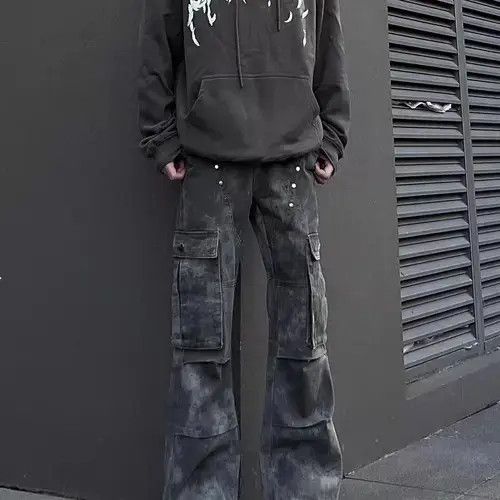 Jean Camouflage Grey Work Loose Hip Hop Jeans Size US 32 / EU 48 - 8 Thumbnail
