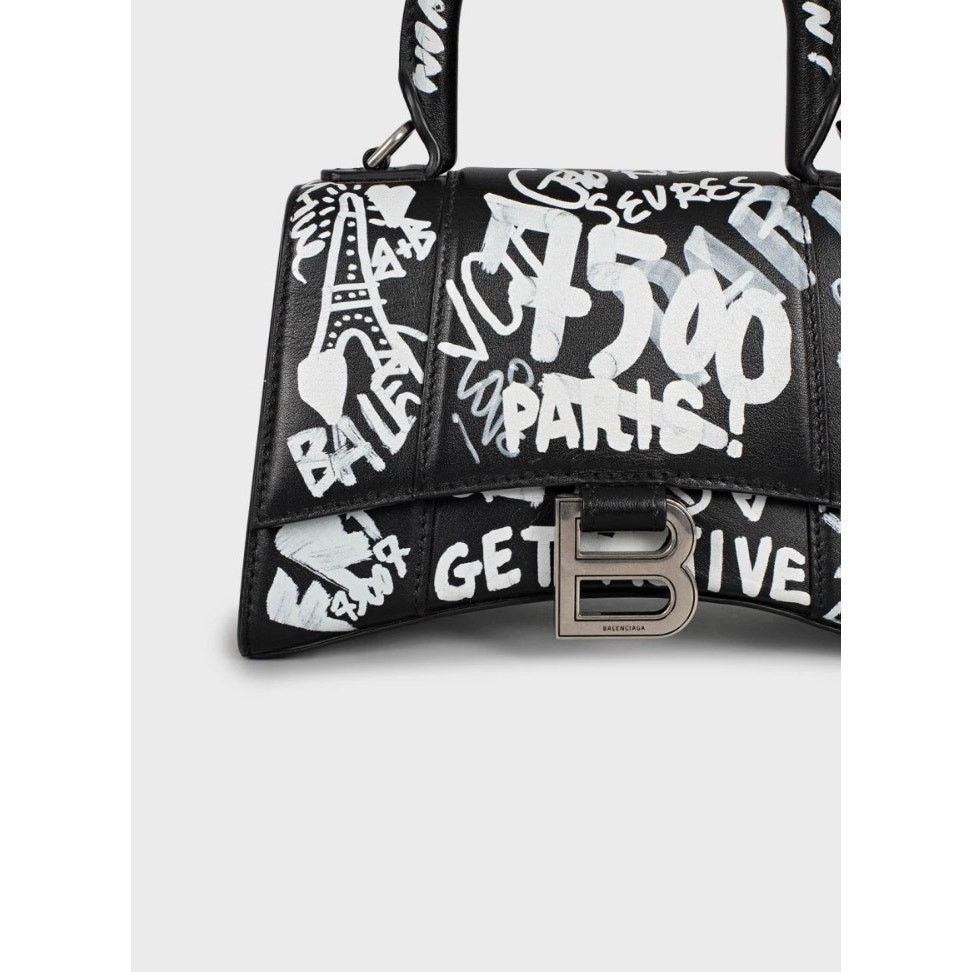 Balenciaga Balenciaga Hourglass Leather Black & White Bag Size ONE SIZE - 5 Thumbnail