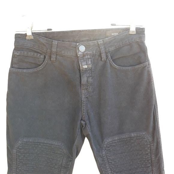 CLOSED Closed Moto Jeans Sz 25 Black Riding Quilted Knee Pads Ankle Size 25" / US 0 / IT 36 - 6 Thumbnail