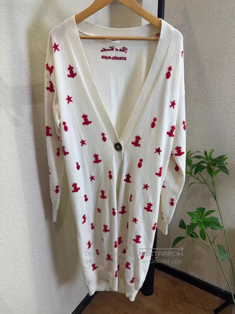 Hermes Hermes Beige Cashmere Open Cardigan with Red Snowman and S Size XS / US 0-2 / IT 36-38 - 1 Thumbnail