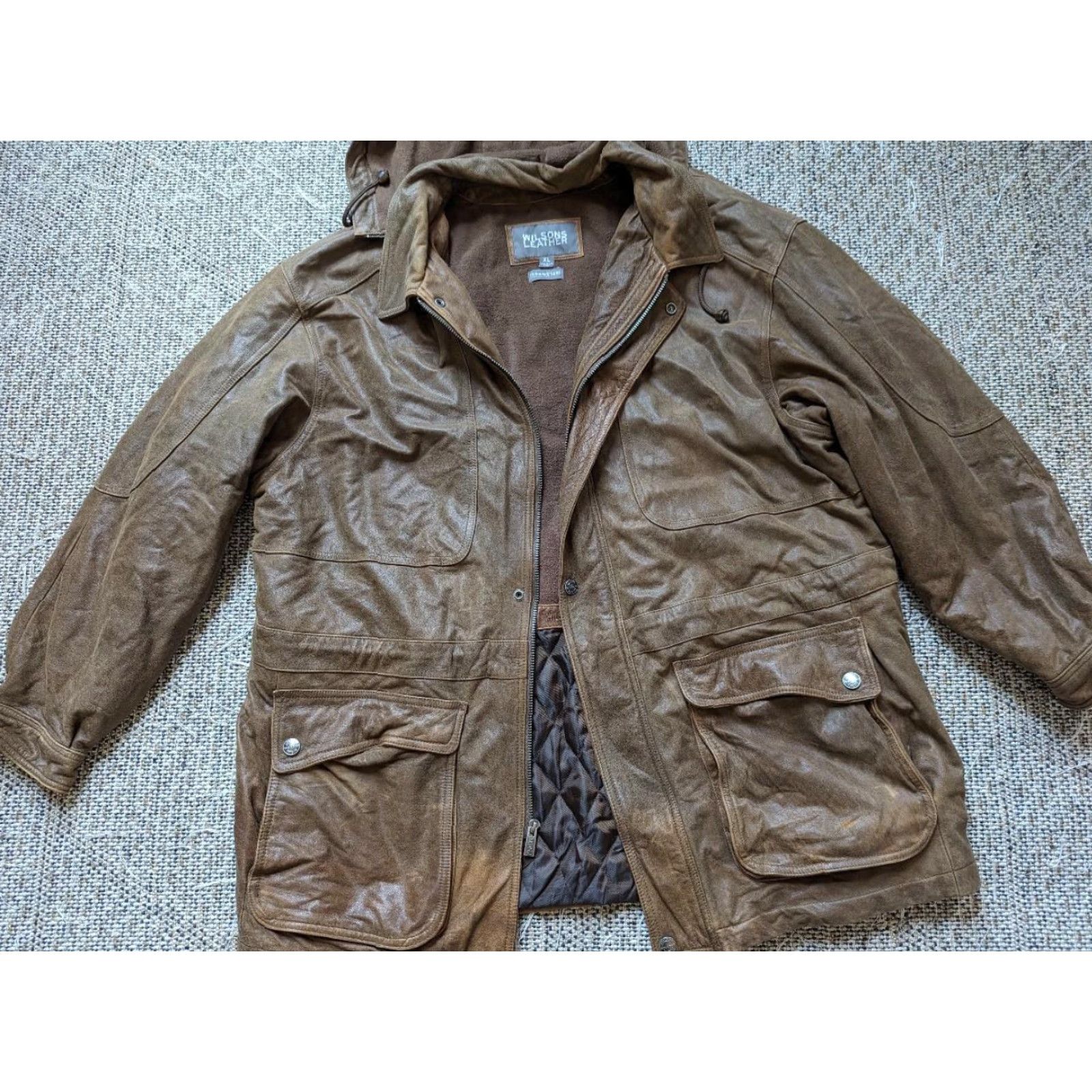 Vintage VINTAGE Wilsons leather SHEEPSKIN hooded parka XL brown coat Mens XS? Size US XL / EU 56 / 4 - 7 Thumbnail