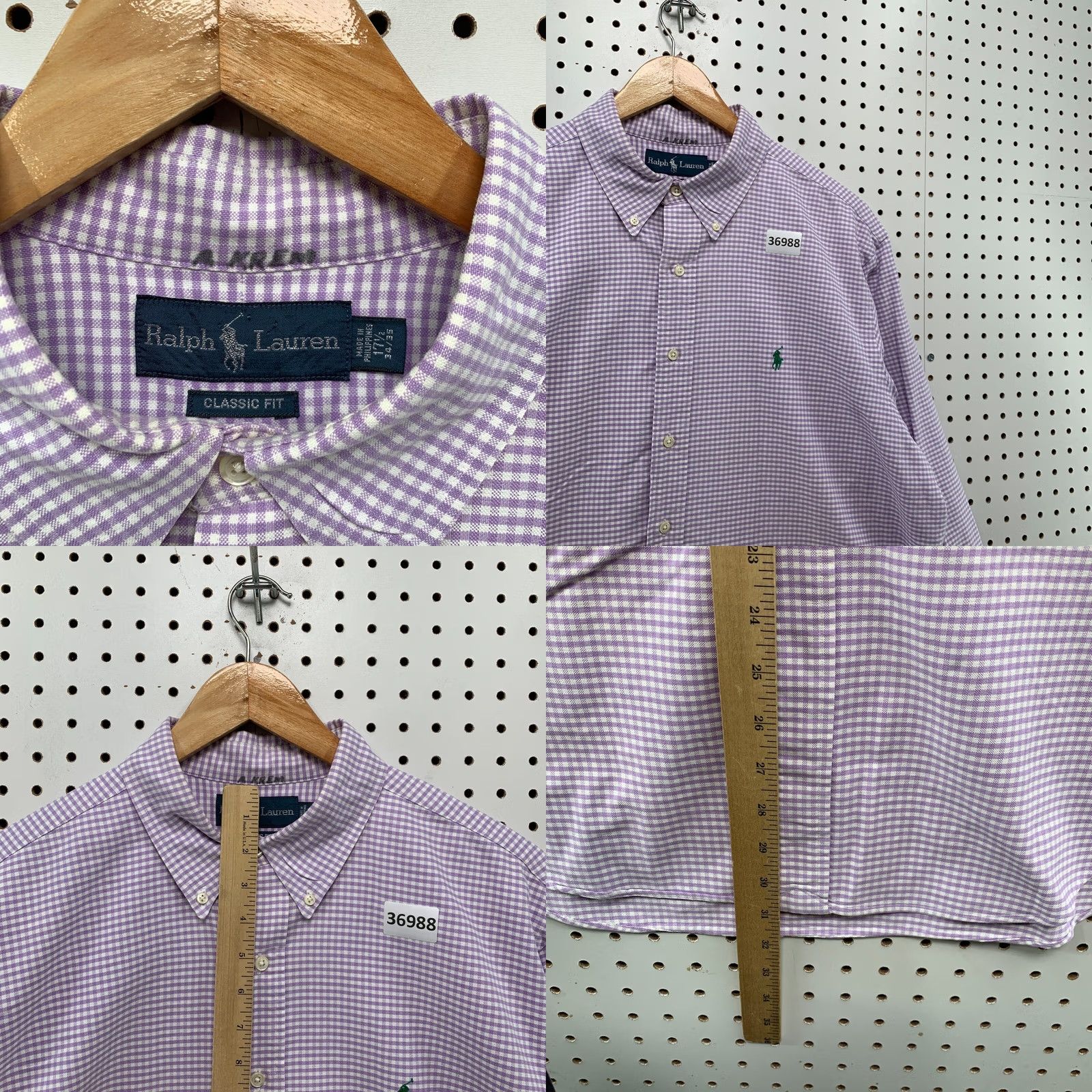 Ralph Lauren Ralph Lauren Purple Check Button Down Shirt Mens 17.5 34/35 Long Sleeve Size US XXL / EU 58 / 5 - 8 Thumbnail