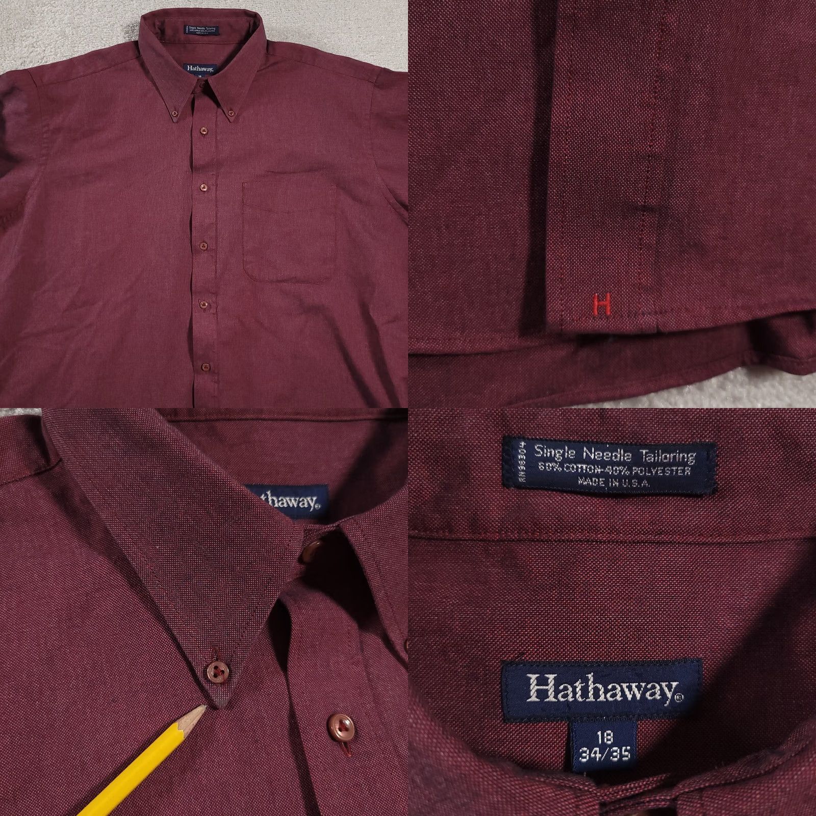 Vintage VINTAGE Button-Down Shirt Mens 18 34/35 Long Sleeve Red Cotton Blend Solid 90s FLAW Size US XXL / EU 58 / 5 - 8 Thumbnail