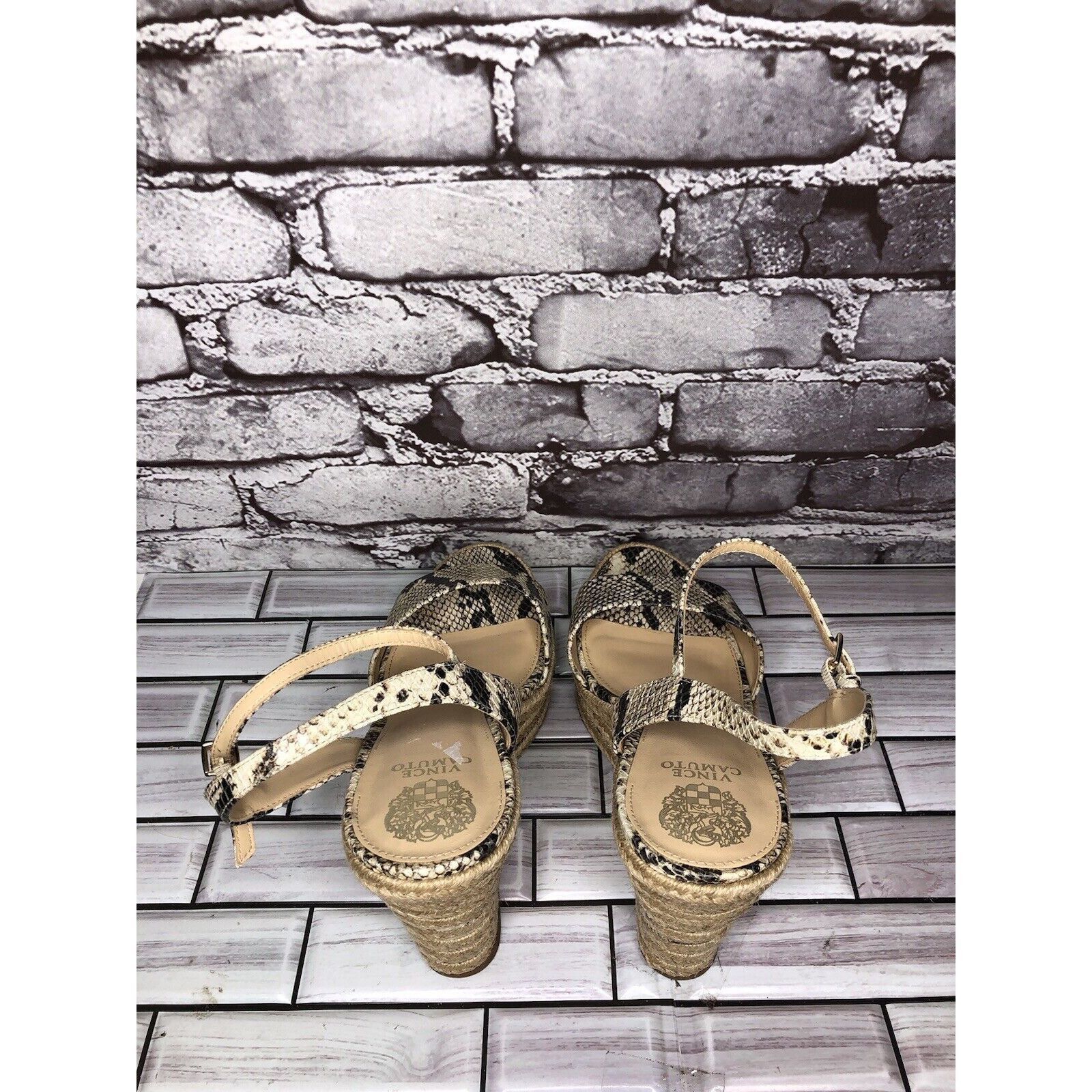 Vince Camuto Vince Camuto Marybell Ivory Leather Snake Wedge Espadrilles Size US 10.5 / IT 40.5 - 5 Thumbnail