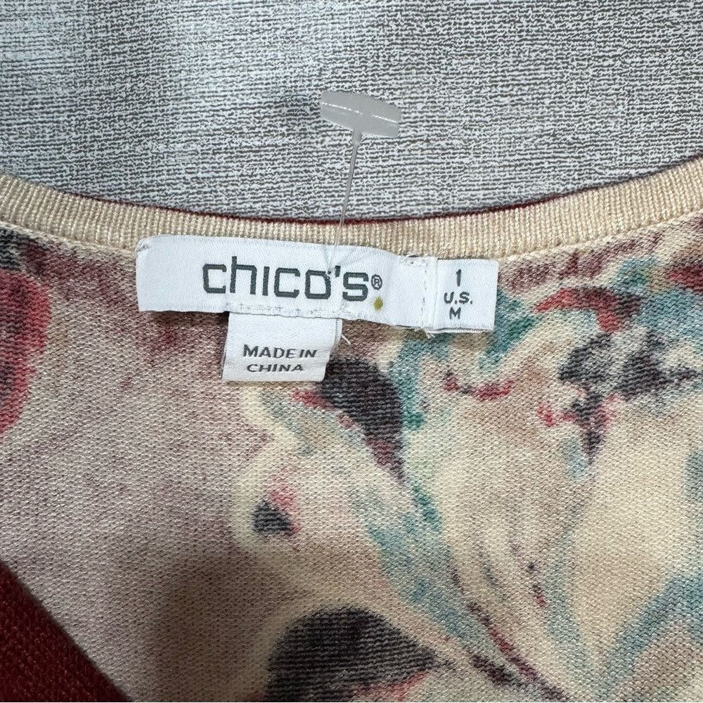 Chicos New Chico's Spun Rayon Floral V-Neck Sweater Size 1 US M Size M / US 6-8 / IT 42-44 - 7 Thumbnail