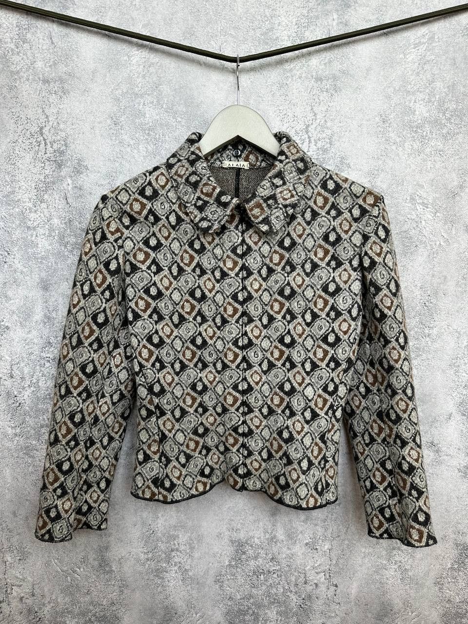 Alaia Alaia Archive Y2K Jacquard Wool Geometric Crop Jacket Italy Size S / US 4 / IT 40 - 2 Thumbnail