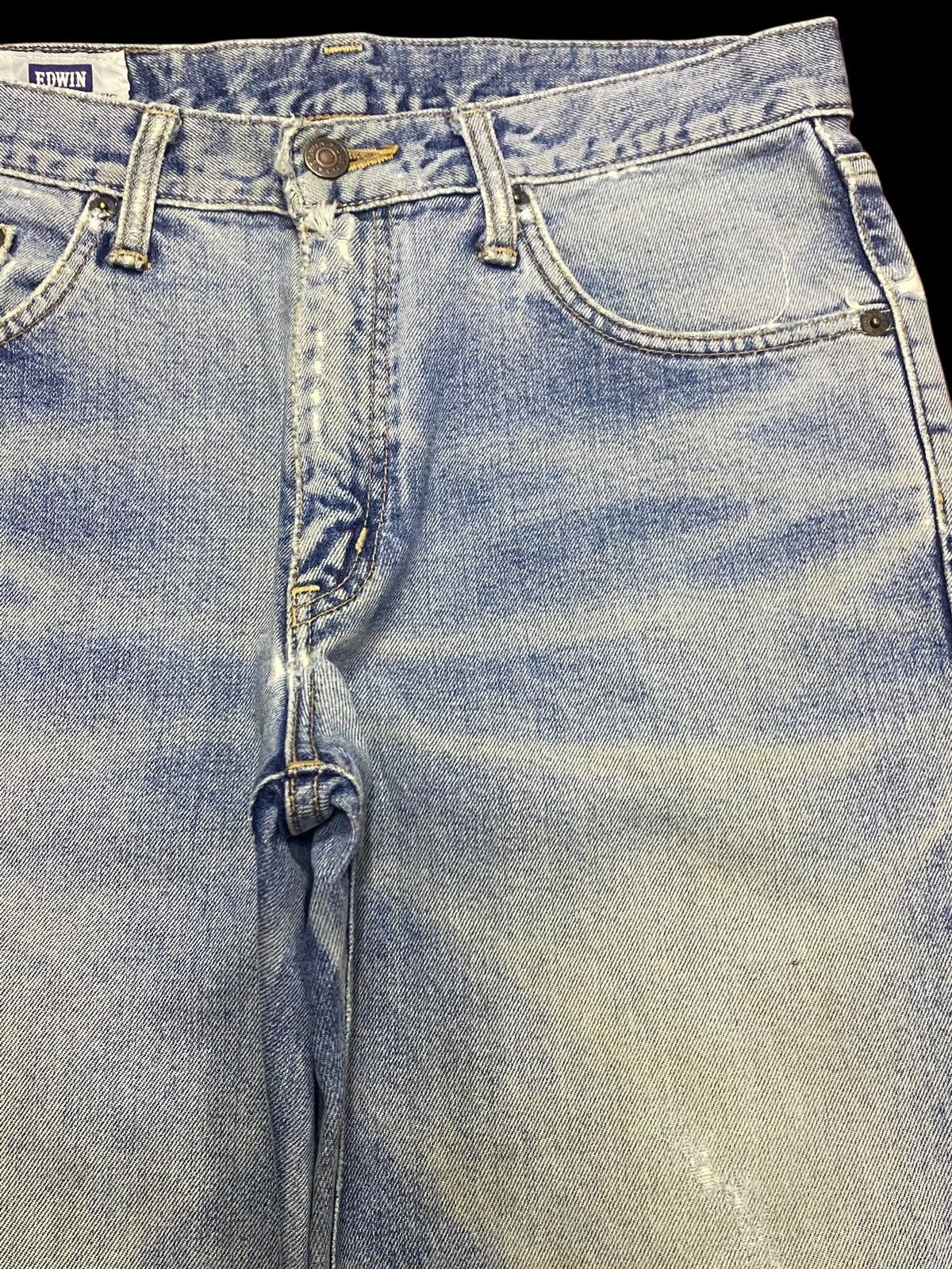 Junya Watanabe Vintage Edwin 403 Japan Faded Wash Distressed Denim Jeans Size US 30 / EU 46 - 8 Thumbnail