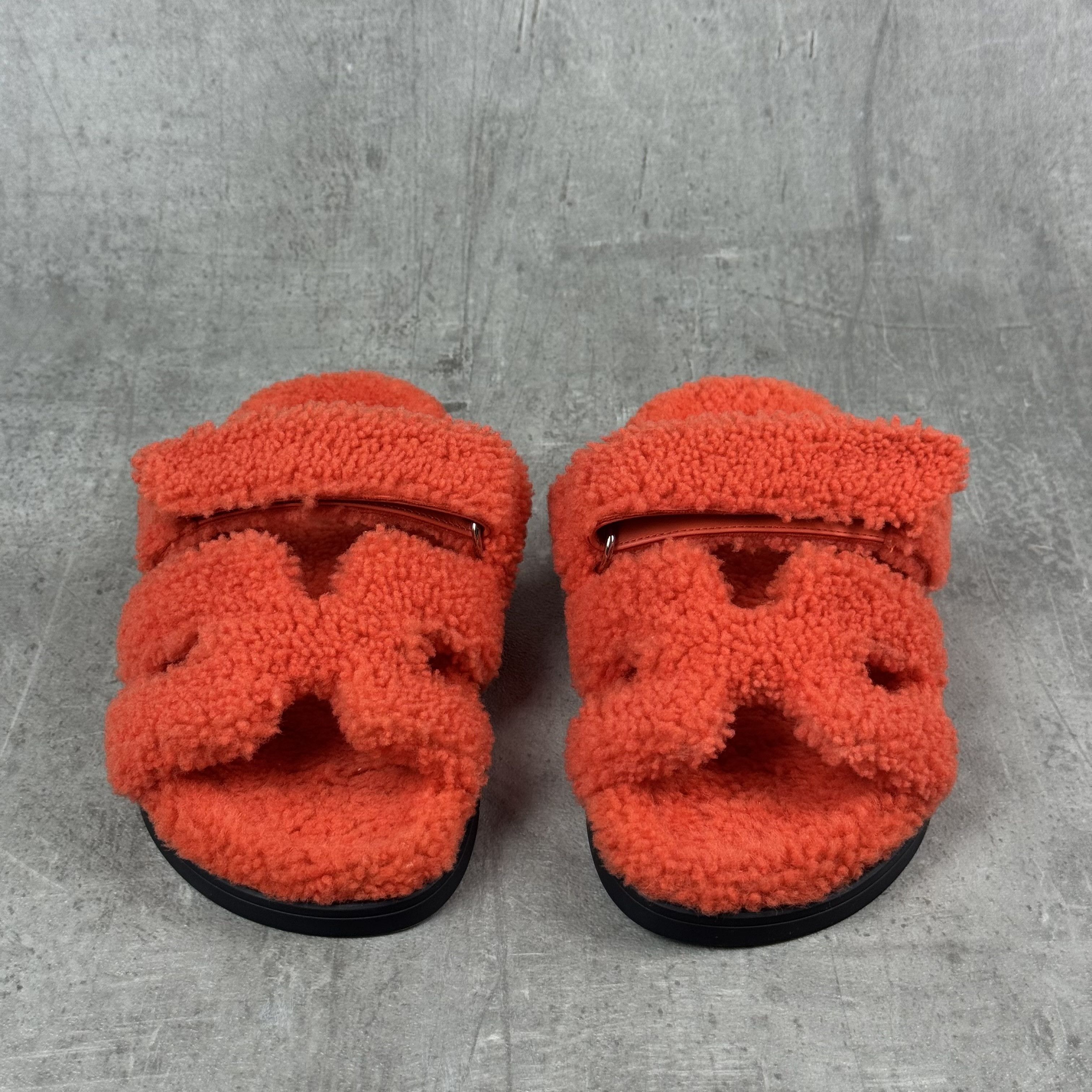Hermes HERMES Sherling Chypre Sandals in Orange Size US 7 / IT 37 - 4 Thumbnail