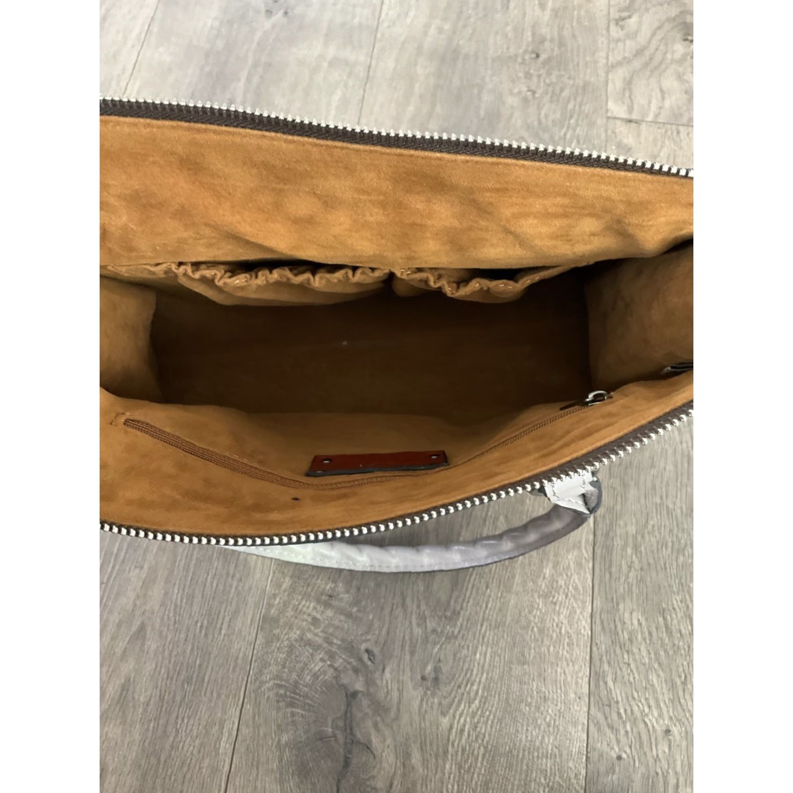 Patricia Nash Patricia Nash Josselin Leather Satchel Stone Tooled - Stone Gray Large Bag with Cross-Body Strap, Lined, Brass Hardware Womens Size ONE SIZE - 3 Thumbnail