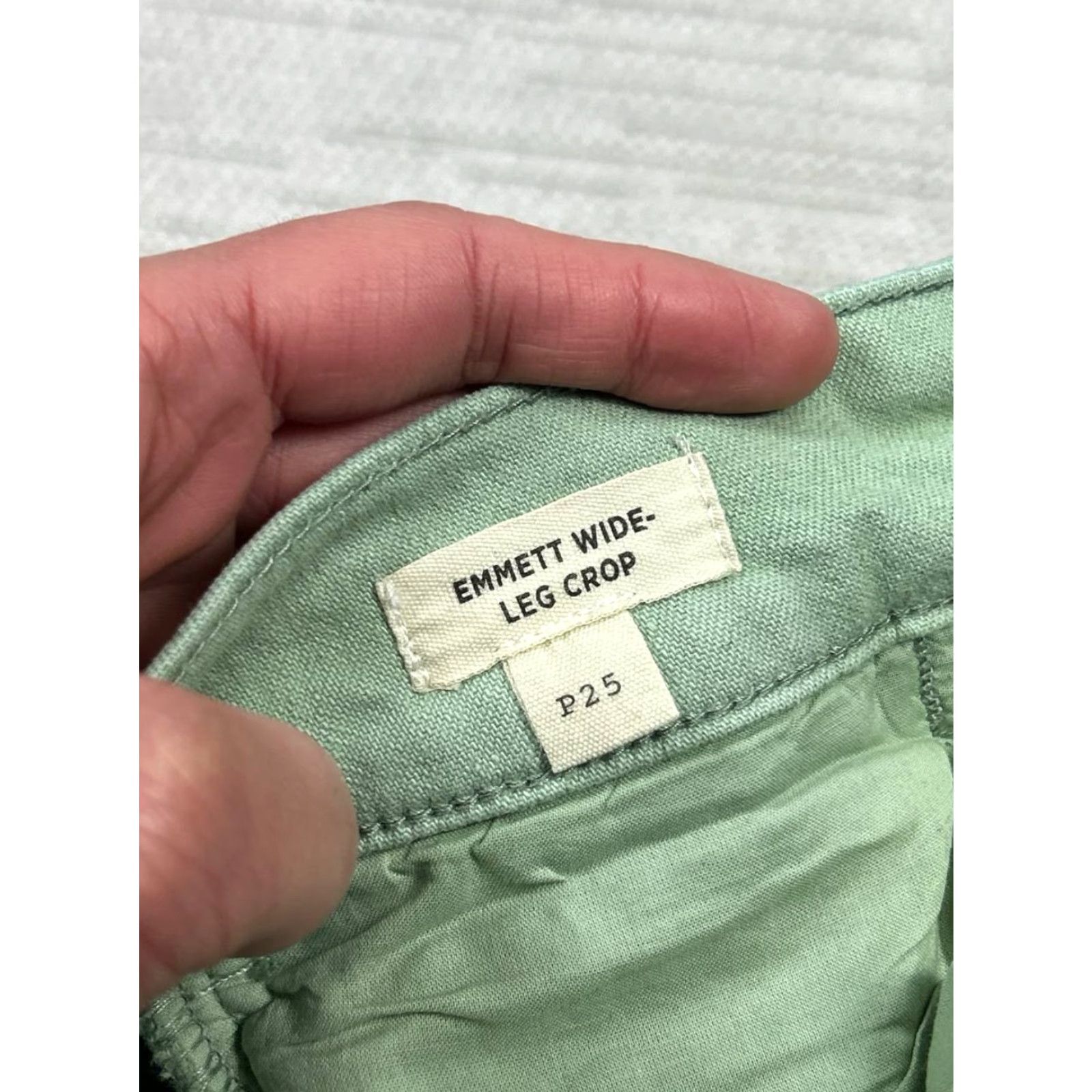 Madewell Madewell Emmett Wide Leg Cropped Pants Womens 25P Green Stretch Mid Rise Canvas Button Zip Flat Front Casual Travel Size 42" / US 20 - 7 Thumbnail