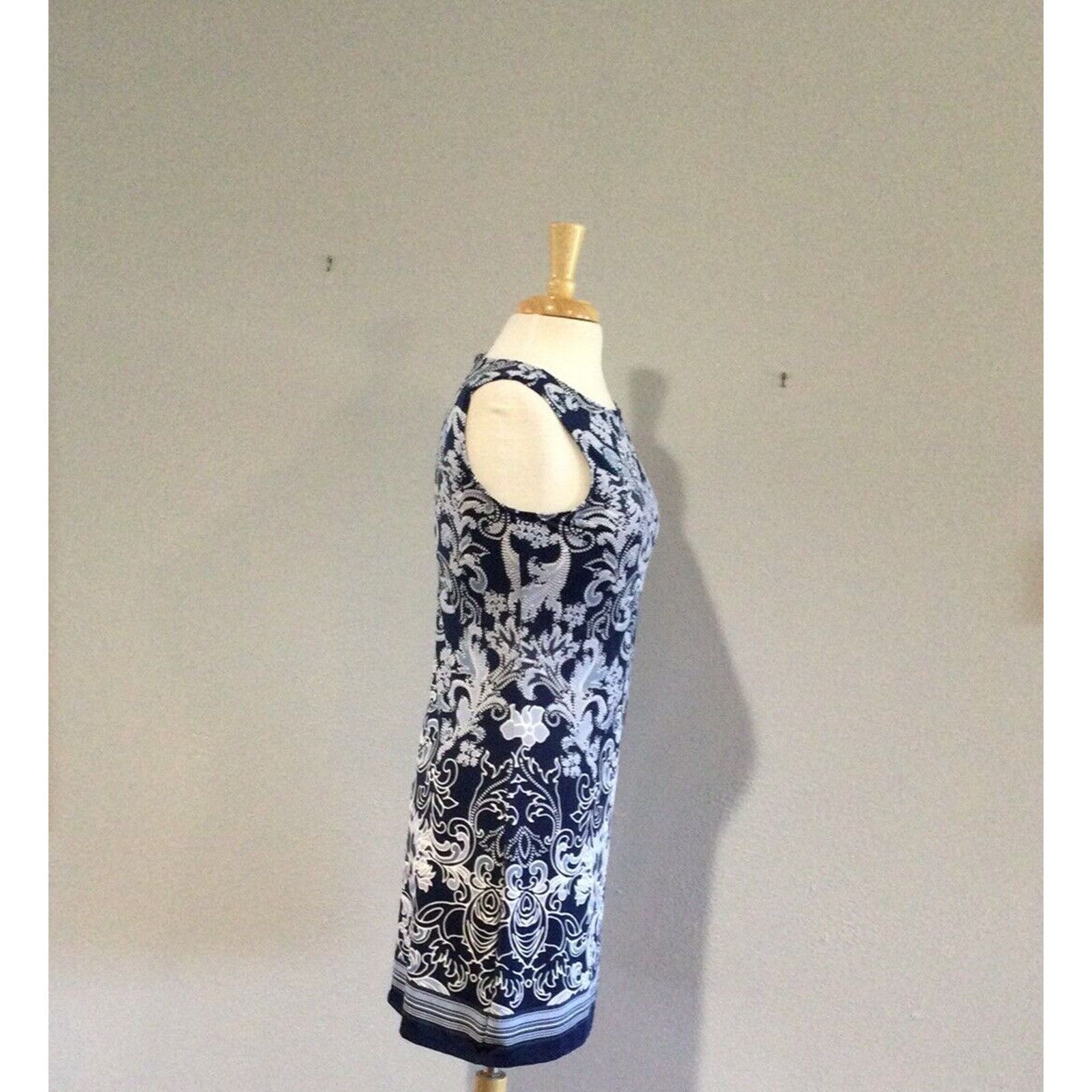 Other Haani Blue/White Graphic Print Sheath Dress Petite Small Size S / US 4 / IT 40 - 4 Thumbnail