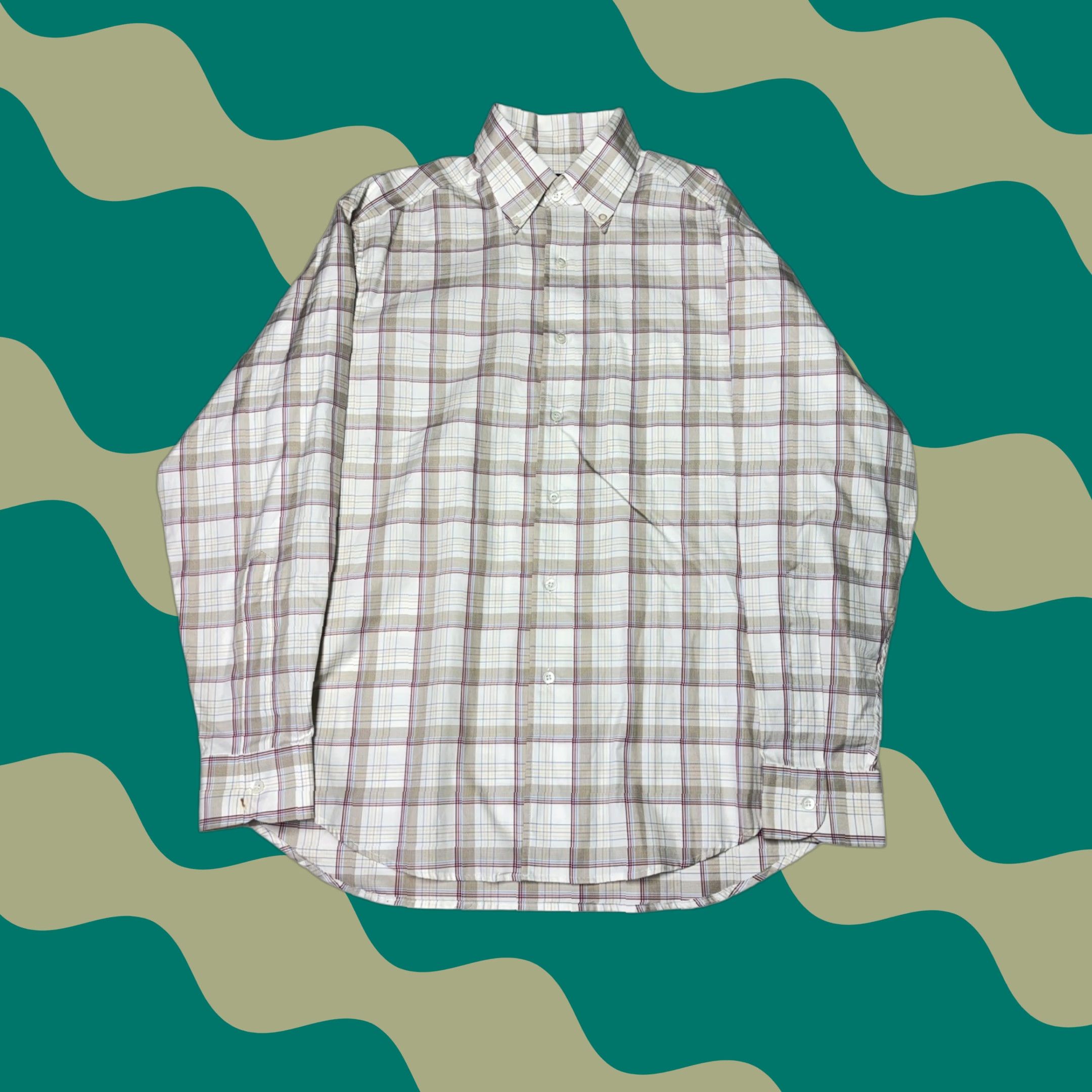 Ermenegildo Zegna VINTAGE Ermenegildo Zegna Shirt Plaid Button-Down Shirt Men M White Cotton Button-Up Long Sleeve Collared Casual Business Size US M / EU 48-50 / 2 - 1 Thumbnail