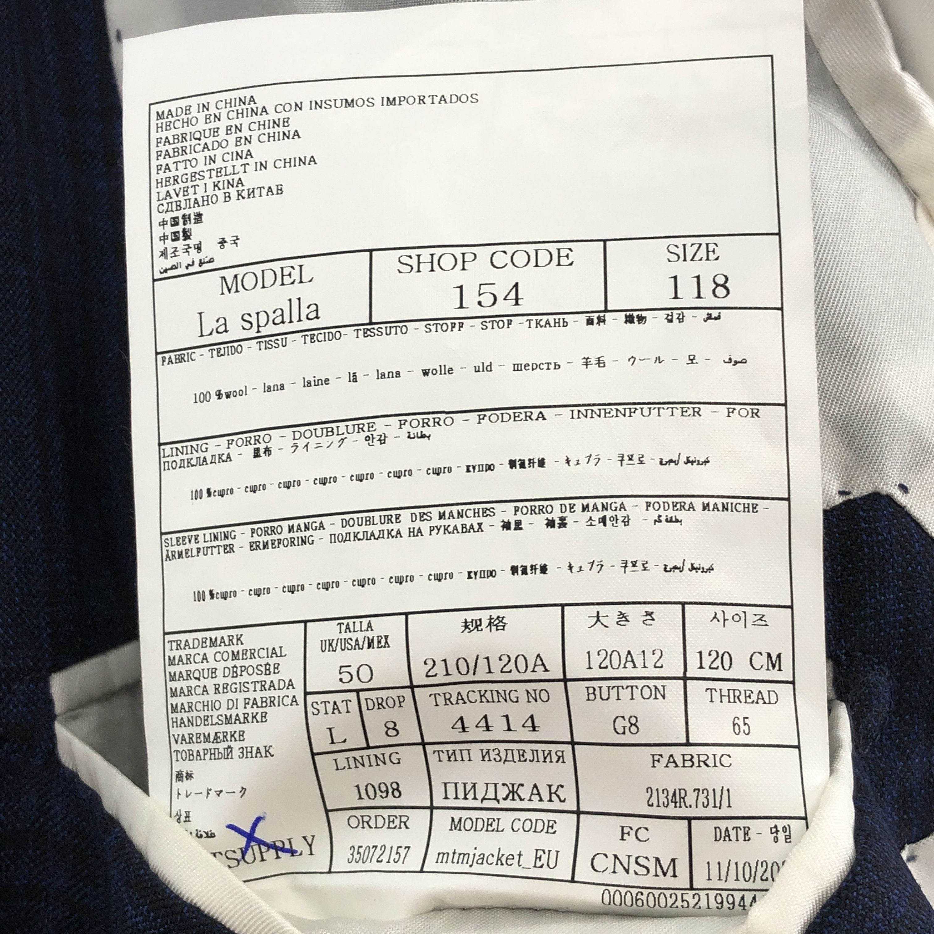 Suitsupply La Spalla Wool Blazer Size 4XL (EU:118; UK:50; US:50L) Size 50L - 8 Thumbnail
