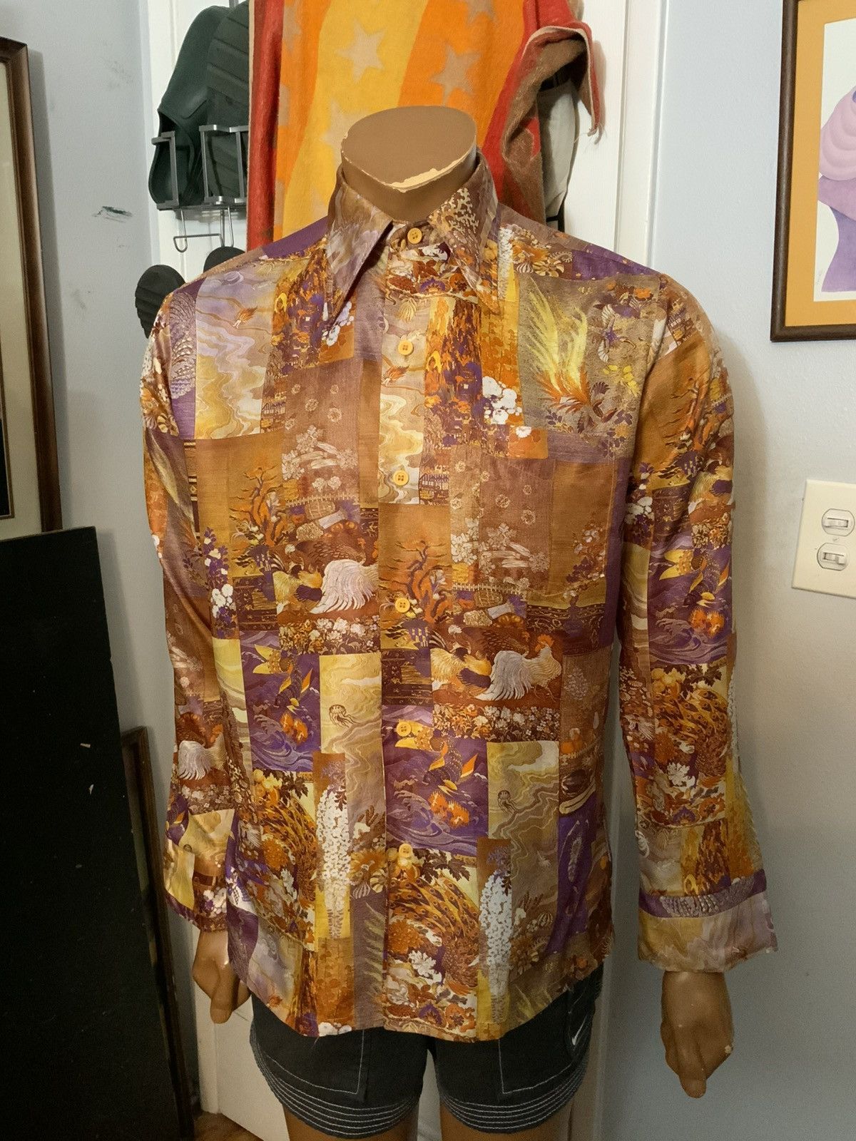 Vintage Vintage 60s 70s Textured Polyester Novelty AOP Disco Shirt Size US M / EU 48-50 / 2 - 11 Thumbnail