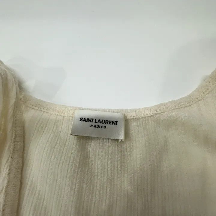 Saint Laurent Paris Saint Laurent Beige Logo Embroidered Tank Top -2507 Size M / US 6-8 / IT 42-44 - 8 Thumbnail