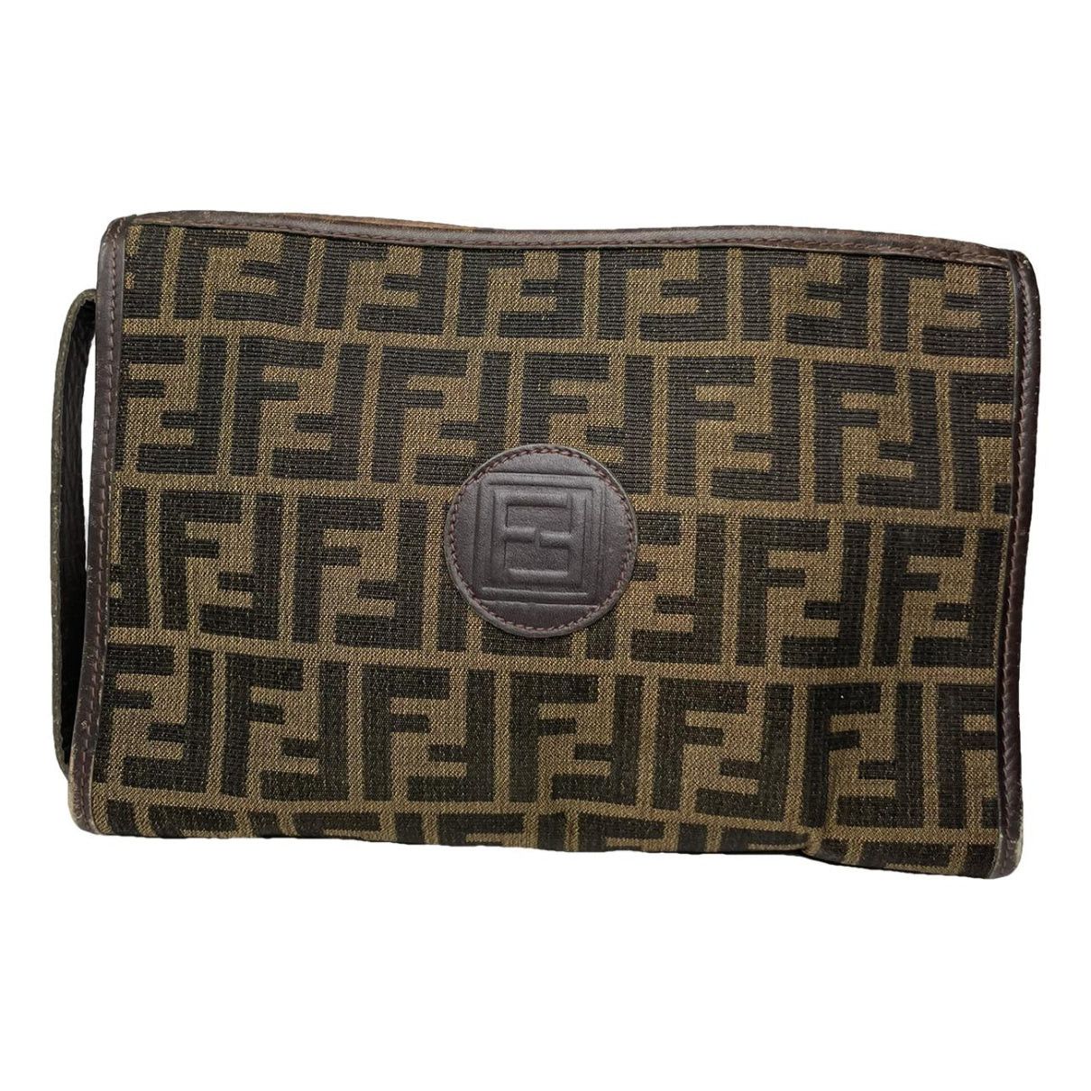 Fendi Baguette Brown Cotton Clutch Bag Size ONE SIZE - 1 Thumbnail