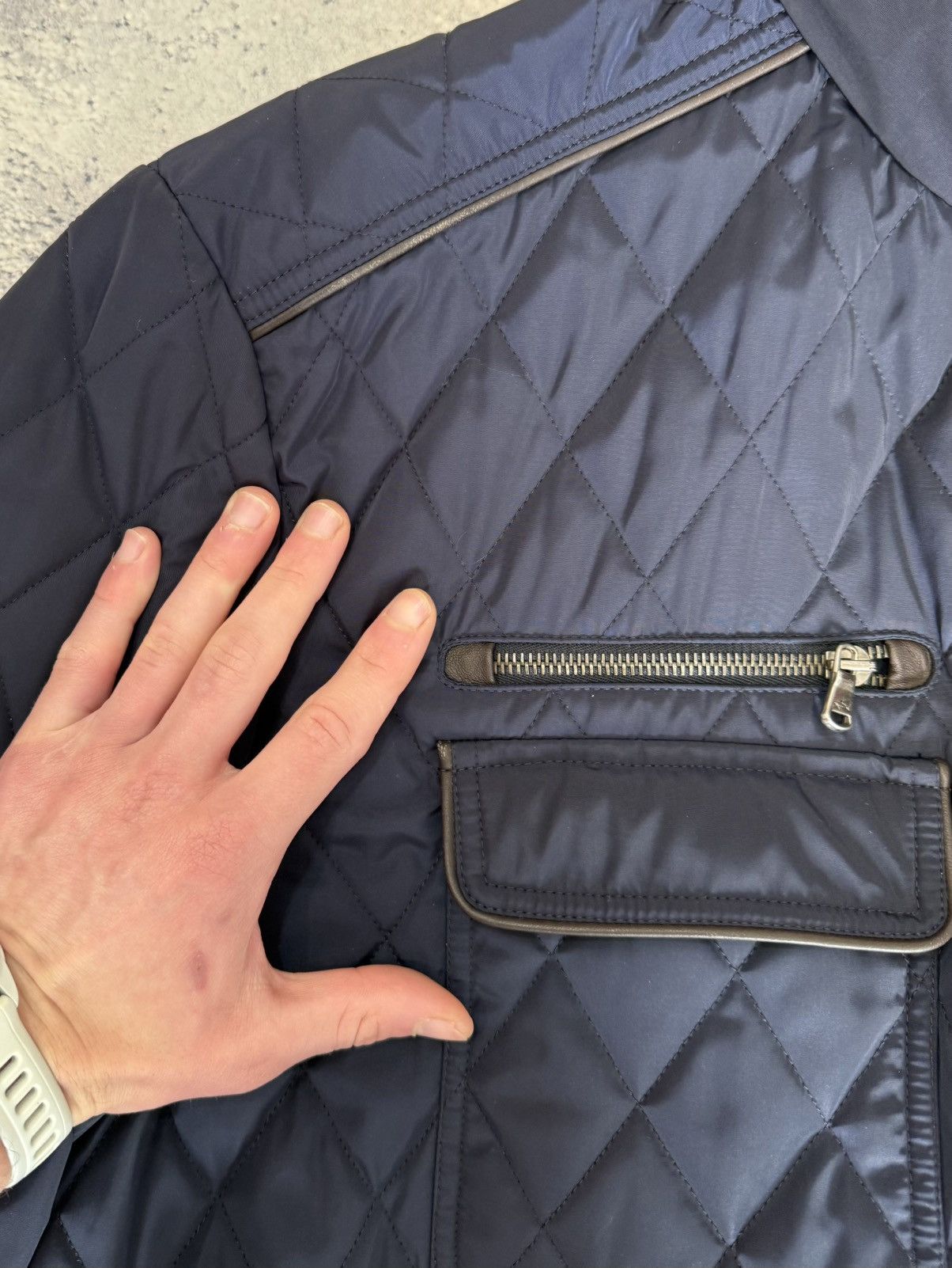 Paul & Shark Paul Shark Quilted Jacket Men 3XL Riri Zippers Lamb Leather Size US XXL / EU 58 / 5 - 15 Thumbnail