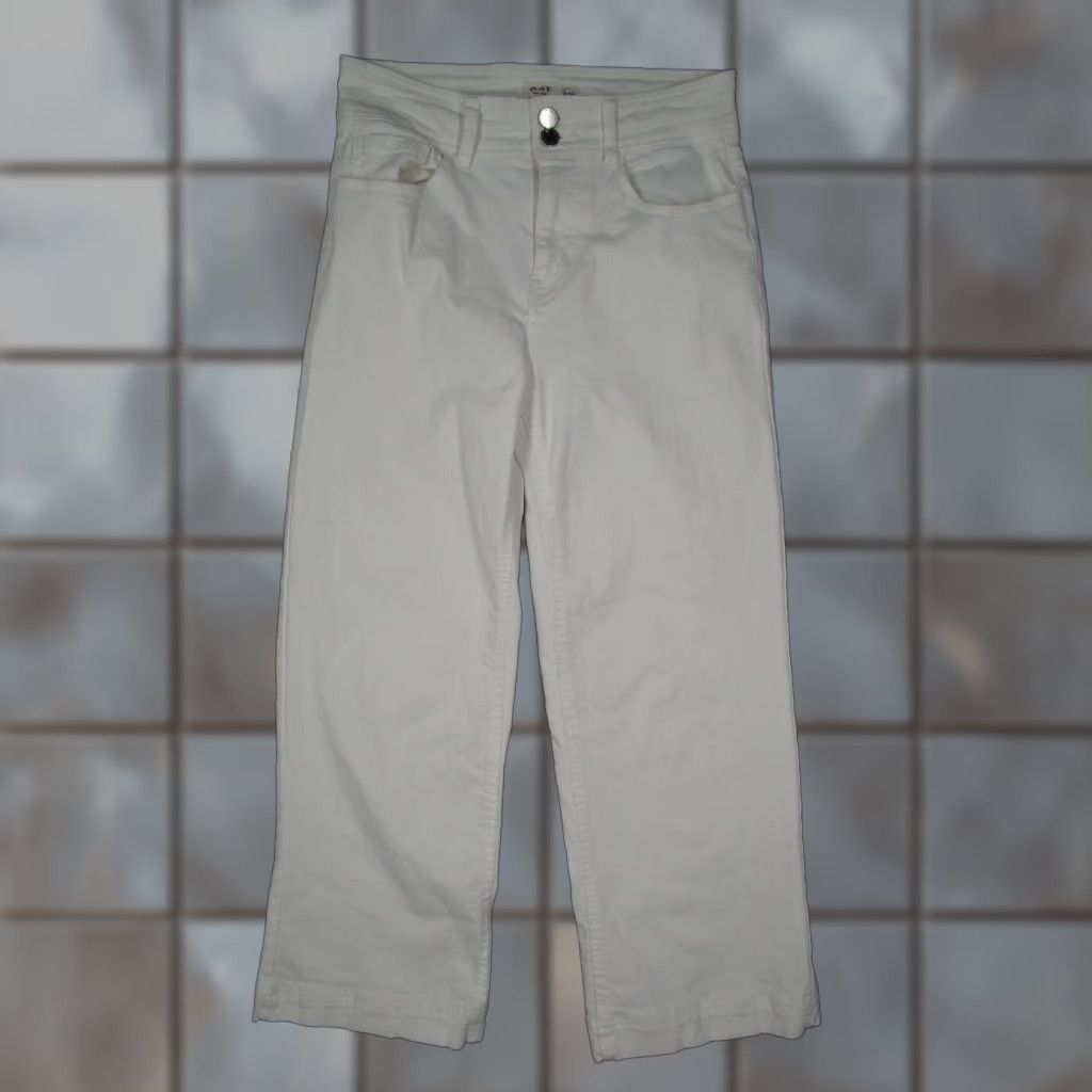 Vintage OAT Jeans White HIGH RISE Wide-Leg Crop Denim 26x25 8/29 Womens Jeans Size 30" / US 8 / IT 44 - 1 Thumbnail