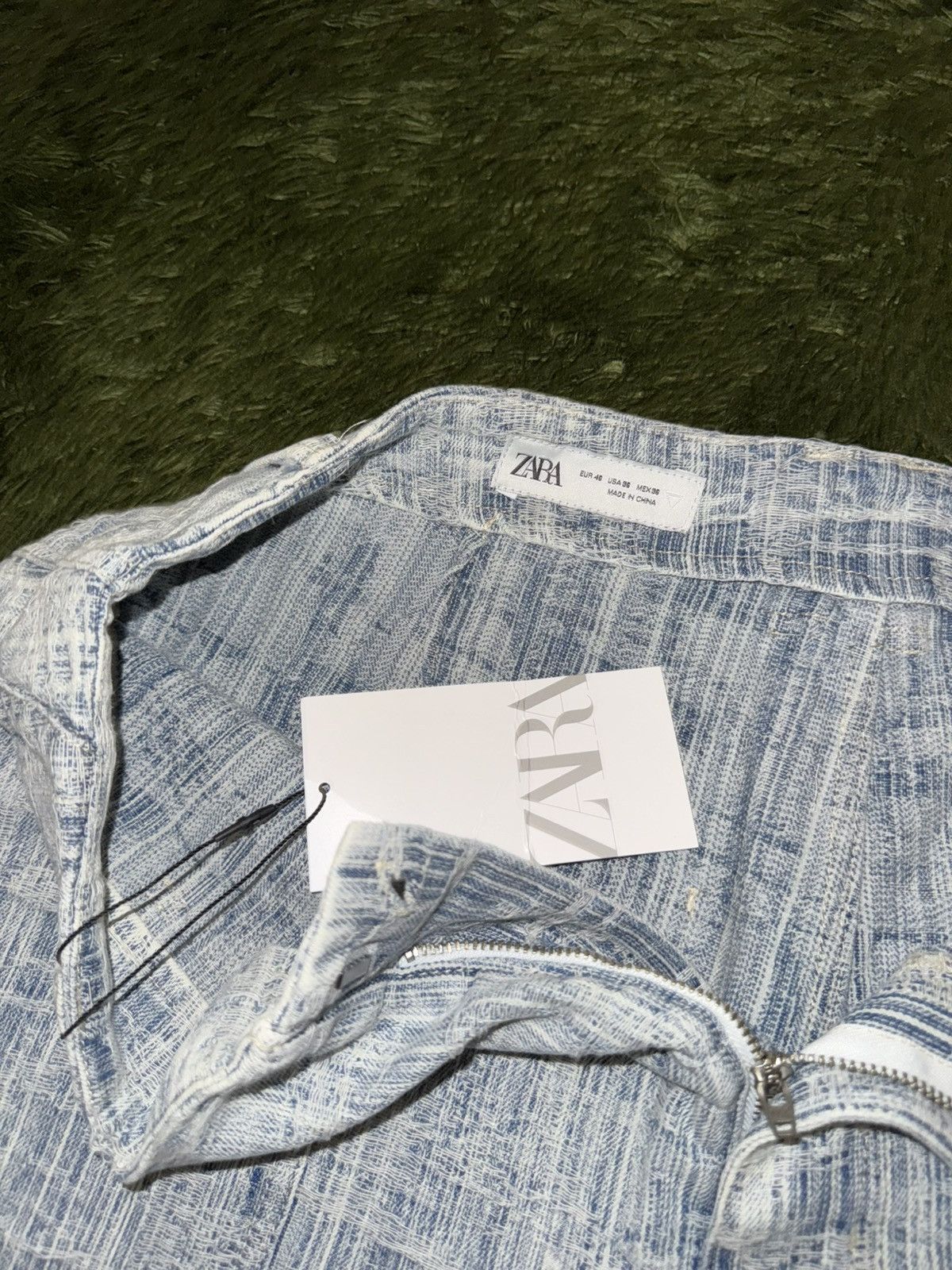 Zara [36] ZARA Relaxed Jacquard Bermuda Denim Pants Light Indigo Size US 36 / EU 52 - 6 Thumbnail