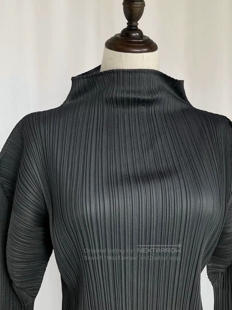 Issey Miyake Issey Miyake Dark Gray Ruffled Long Sleeve Top Size L / US 10 / IT 46 - 4 Thumbnail